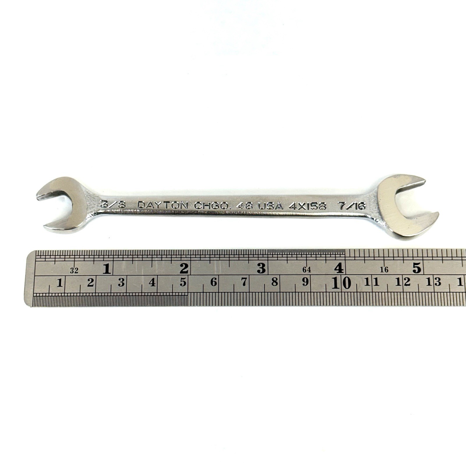 Vintage DAYTON 4X158 3/8×7/16″ Double Open End Wrench – USA