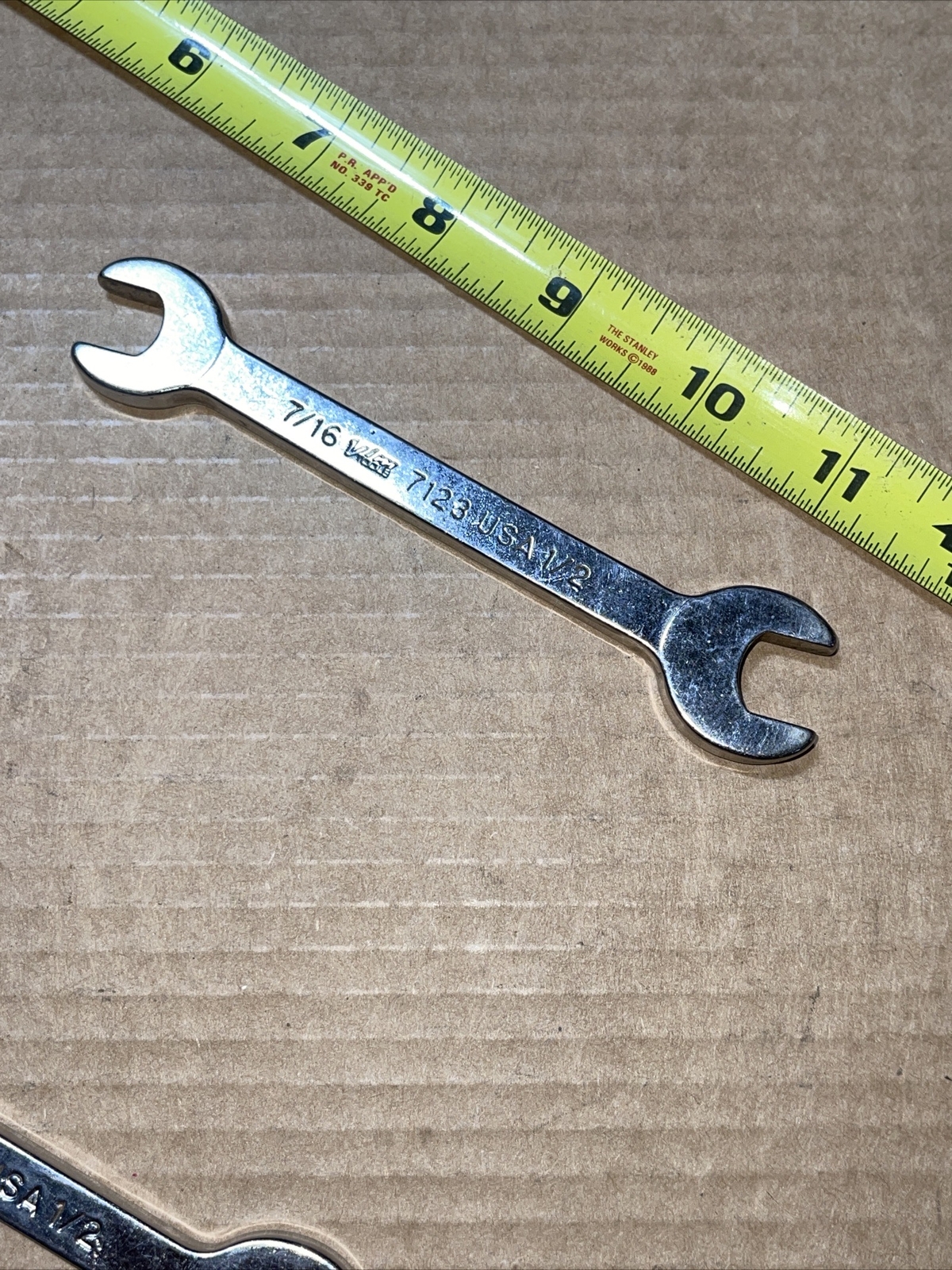 Vintage Vim USA 7123 7/16 In X 1/2 In SAE Open End Stubby Wrench Short