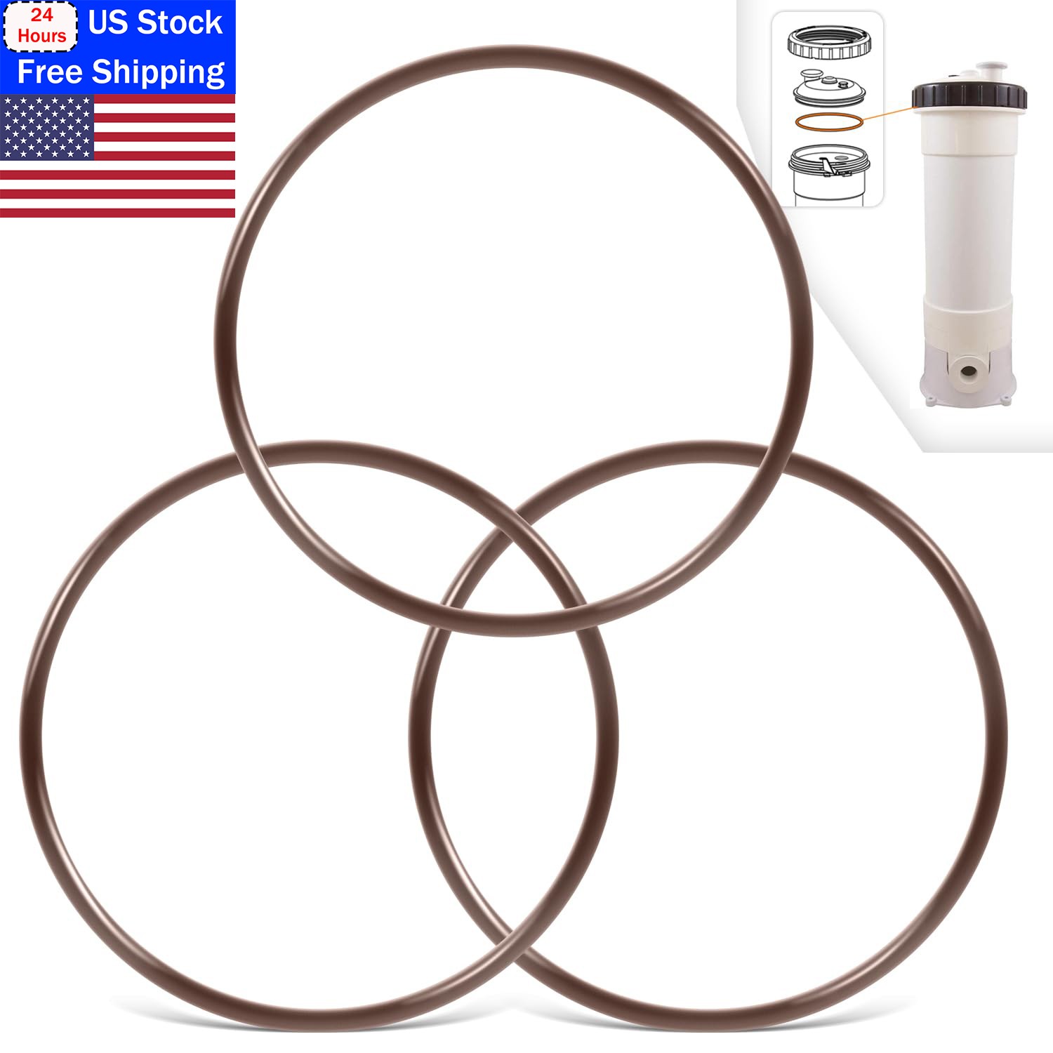 3-Pack R172240,R172223 O-Rings for Pentair Pool Spa Chlorinator Chemical Feeder
