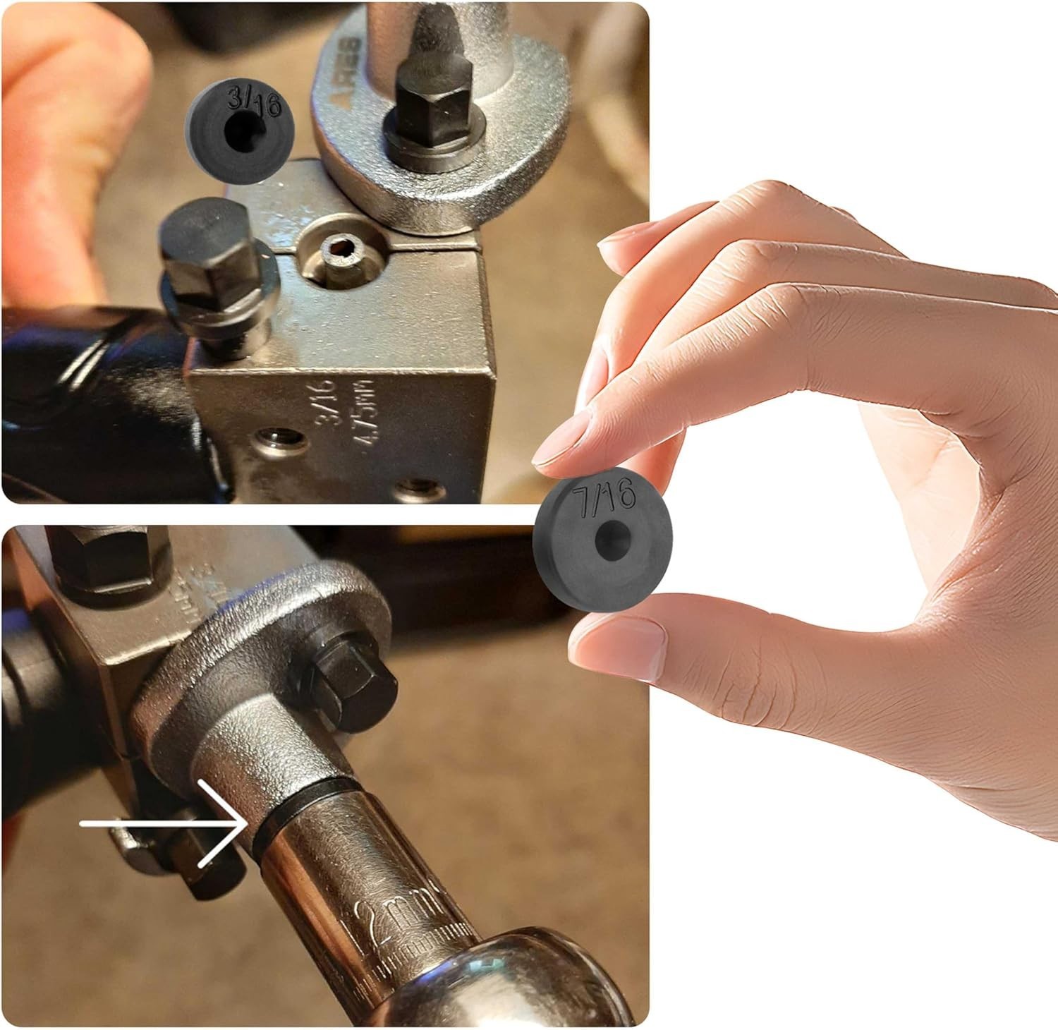7PCS Double Flare Tool Adapters Set Brake Line Flaring Tool 3/16 to 5/8