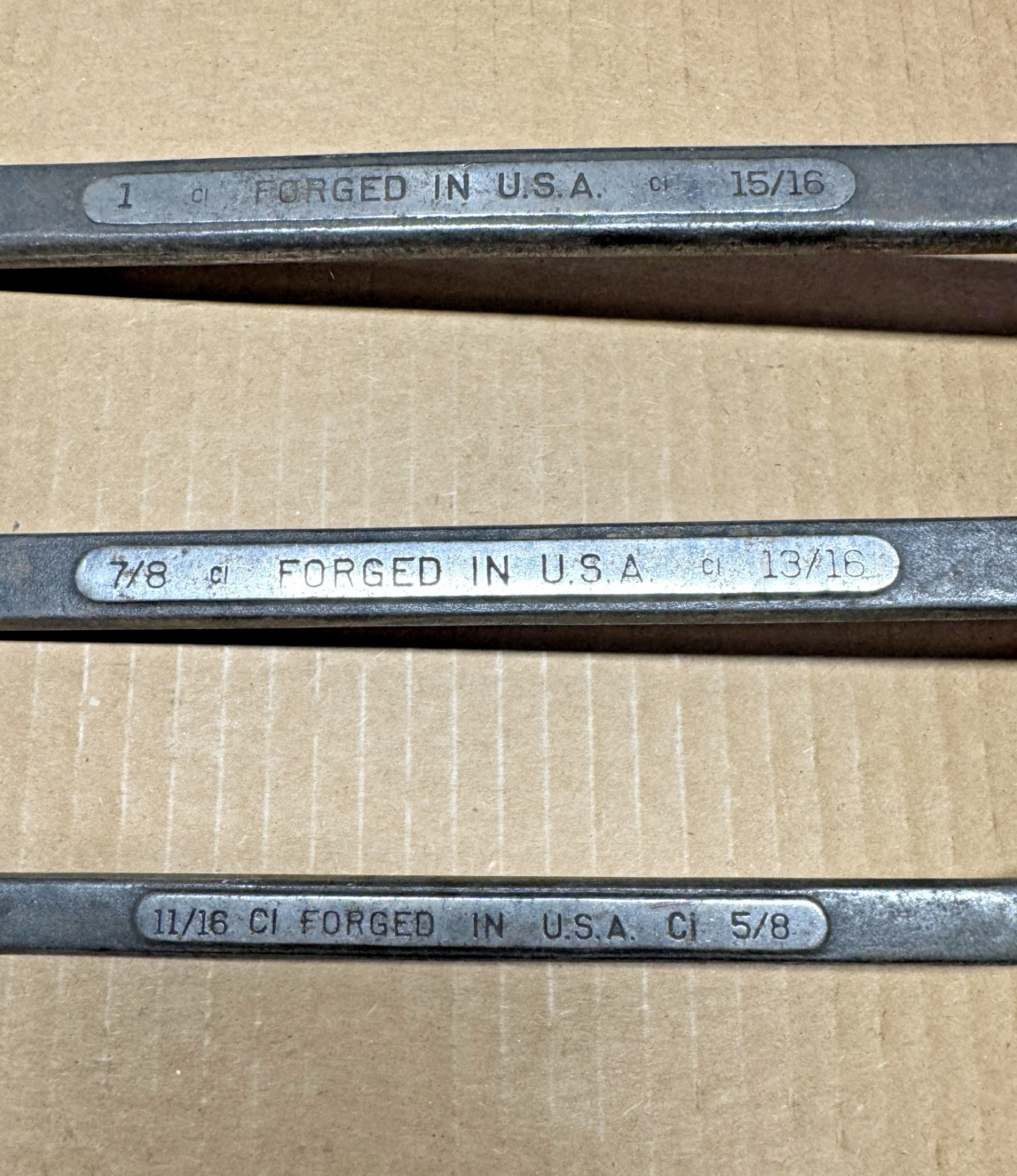 Set of 3 Craftsman Forged USA Cl Series Offset Double Box End Wrenches 5/8 to 1″