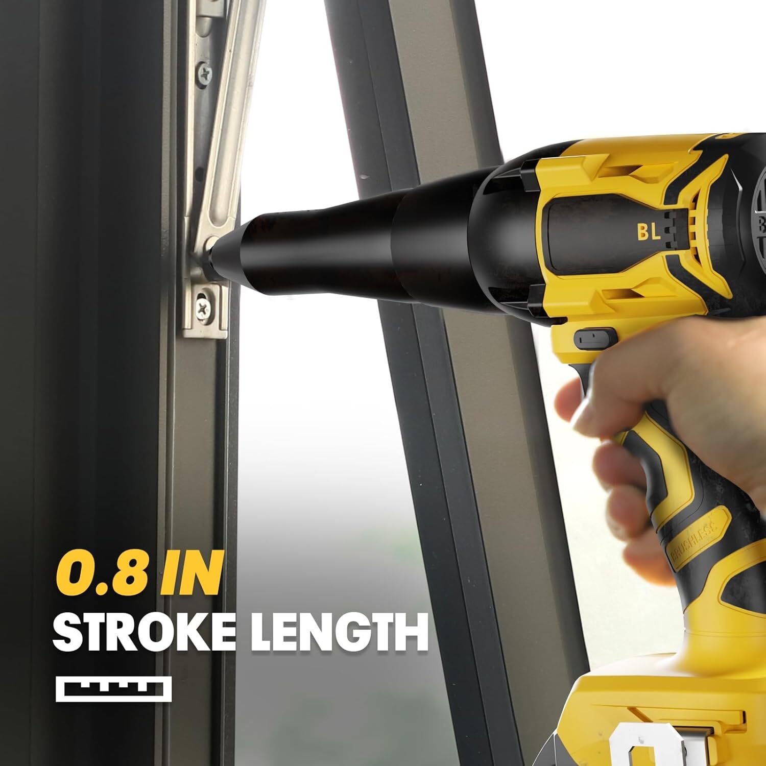 Battery Compatible Cordless Rivet Gun, 2248Lbf Electric Brushless Tool, Pop Up