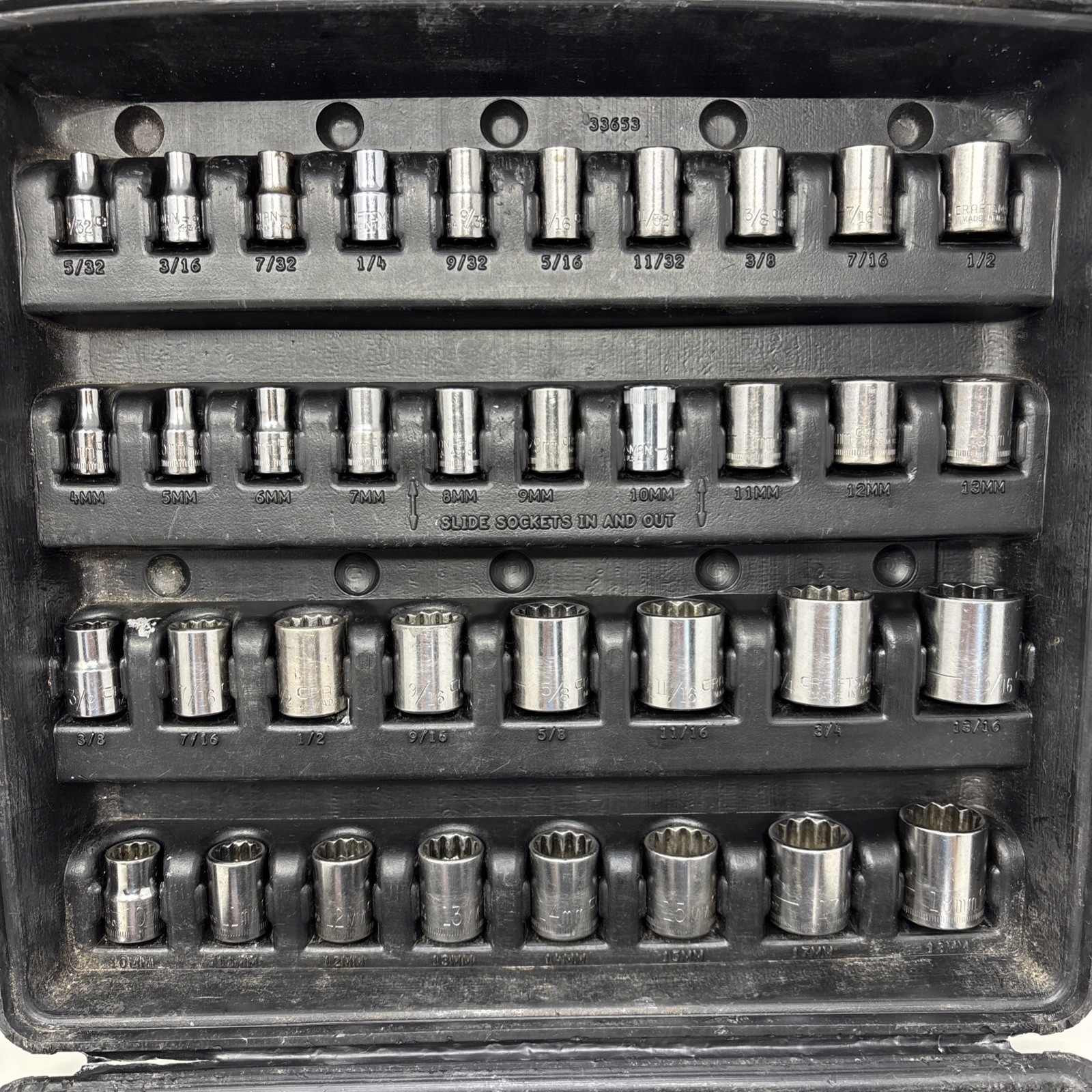 Craftsman 53 PC Mechanics Socket Tool Set USA Metric / SAE 1/4 6 Pt 3/8 12 Pt