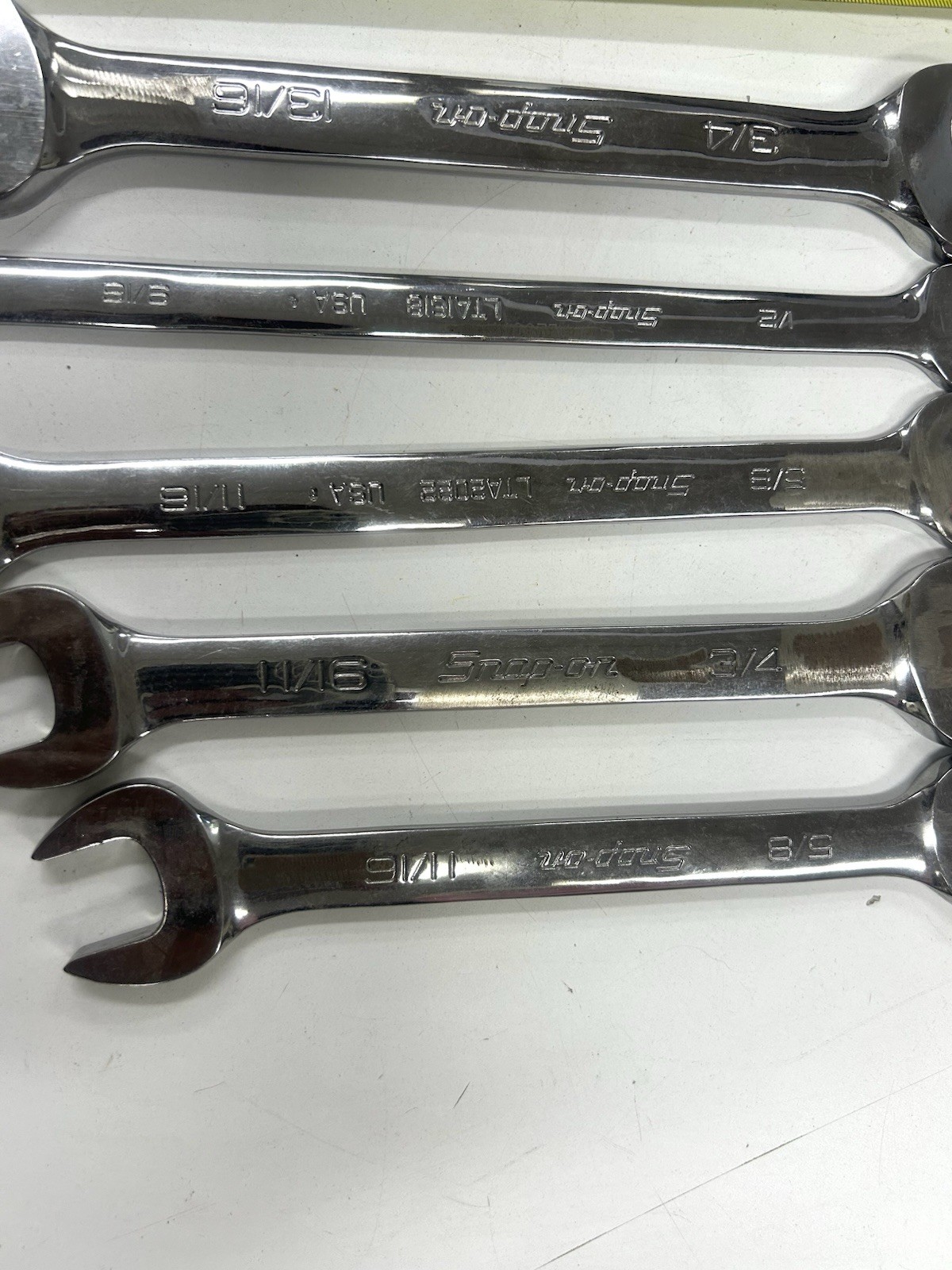 A-9192 Snap-on 5 Pc SAE Double Open End Wrench Set 1/2”–13/16” USA