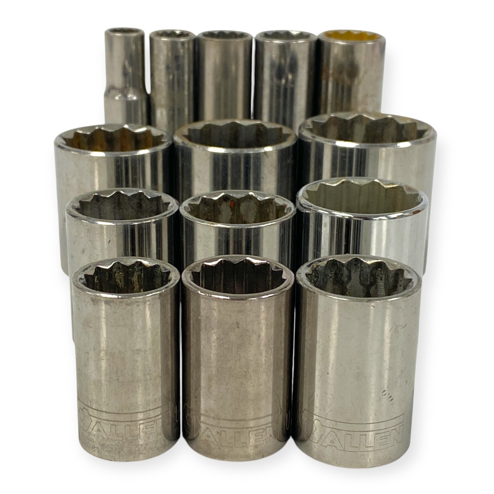 Allen 1/2 Drive 12 Pt Deep and Standard Socket Set 3/8 to 1-1/4 in Size, 14 pcs