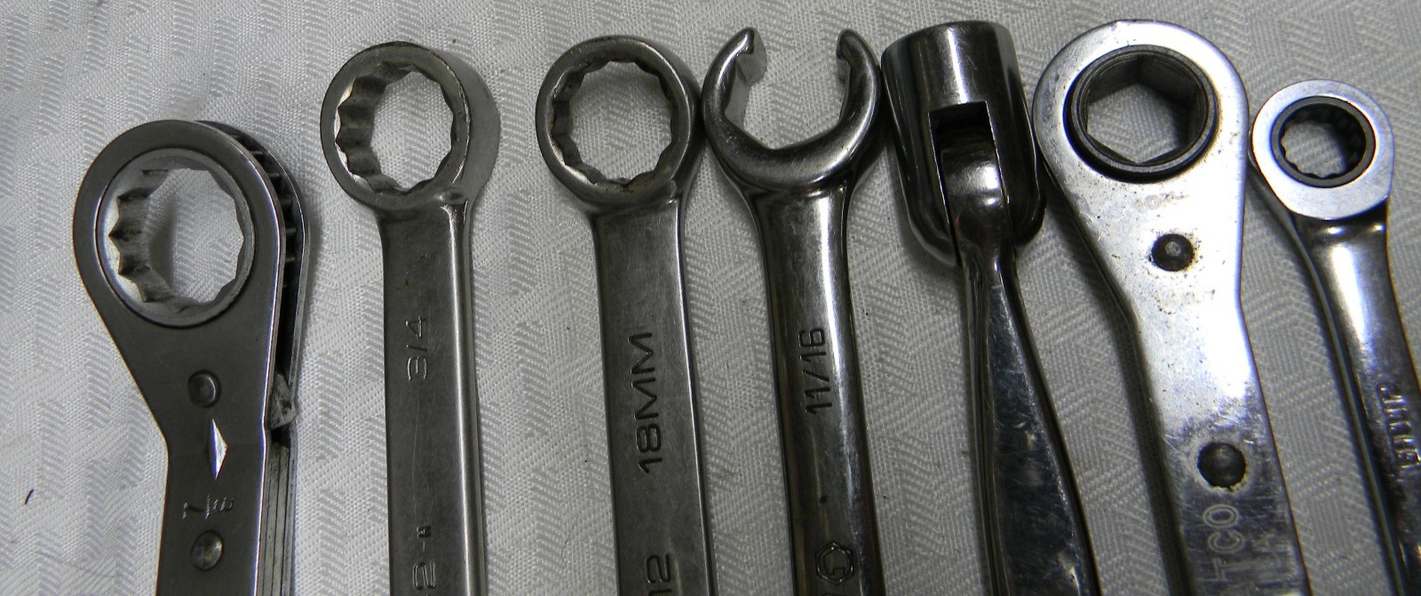 MATCO TOOLS 7PC WRENCH LOT GRCL112,WRM1314,WBF182,RF20226,WCL18M2,WCL242,WRD2428