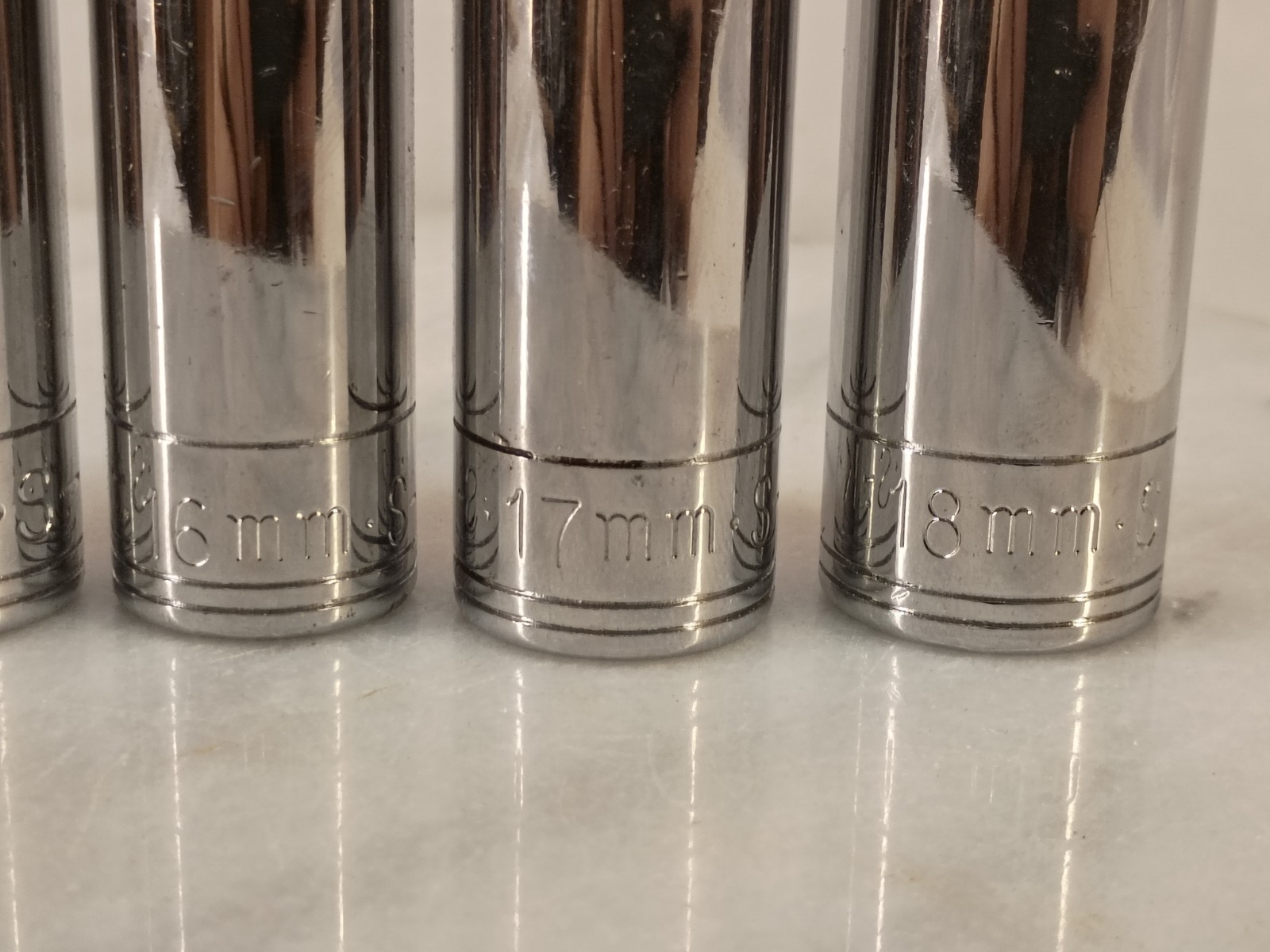 SET of 6 NOS S•K USA 1/2″ Drive 12pt. Deep METRIC sockets 10,11,13,16,17,18mm