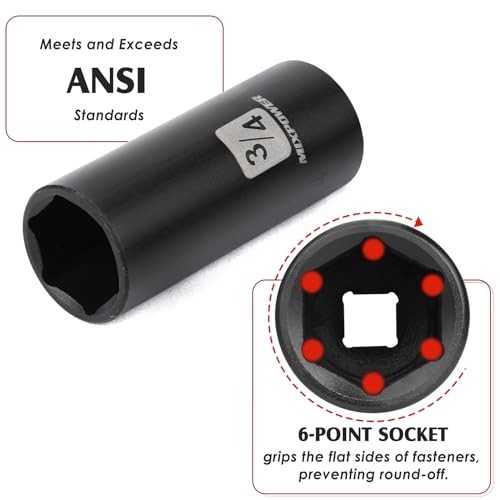49-Piece 3/8″ Drive Deep Impact Socket Set – SAE & Metric, Cr-V Steel, 6 Point