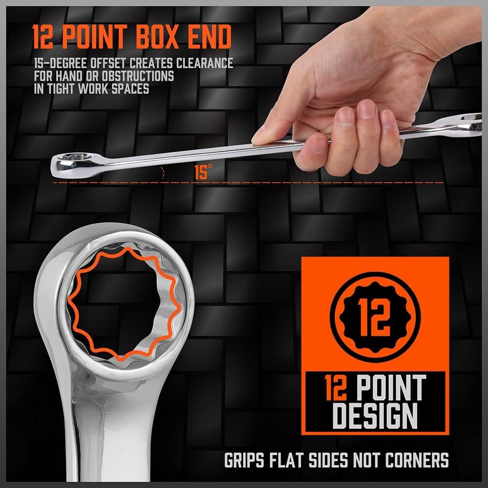 32-Piece Combination Wrench Set, SAE and Metric Sizes