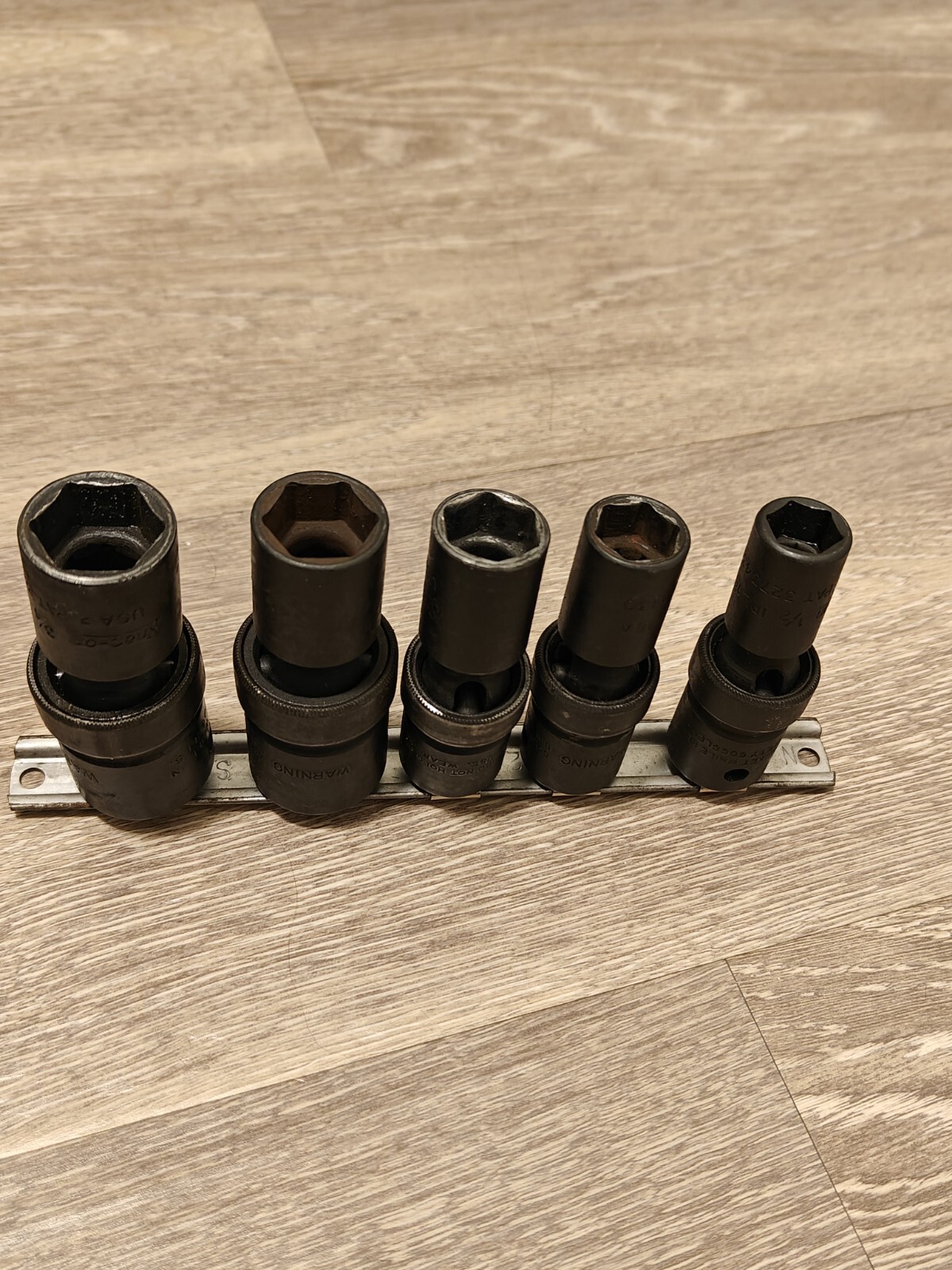 Snap On Tools USA 1/2 Drive SAE 5pc Impact Swivel Universal Socket Set Vintage