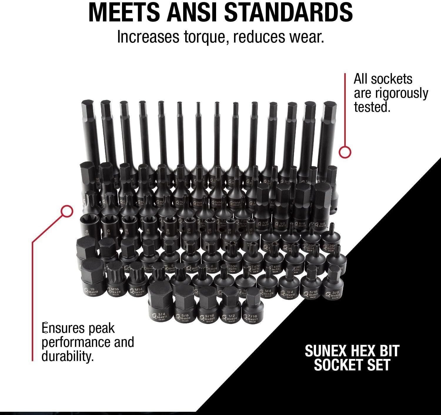 Sunex 3569 3/8″ Dr. Master Hex Bit Impact Socket Set 84 Piece