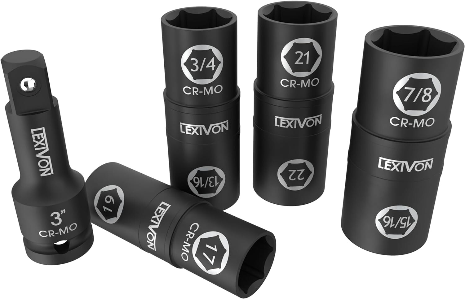 LEXIVON Lug Nut Impact Socket Set,1/2-Inch Drive Innovative 8-in-4 Flip LX-110