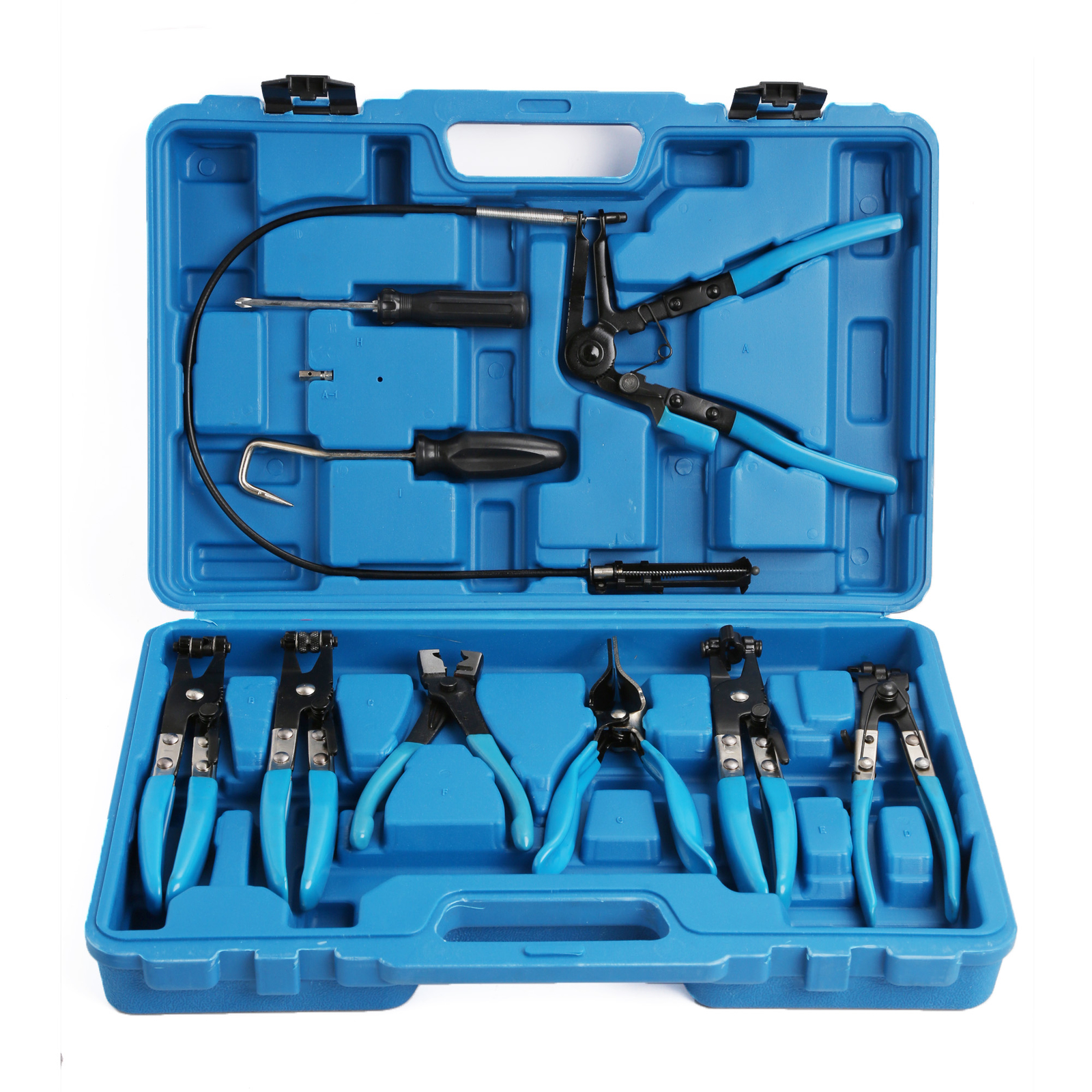Pro 9PC Hose Clamp Clip Plier Set Swivel Jaw Flat Angled Band Automotive Tools
