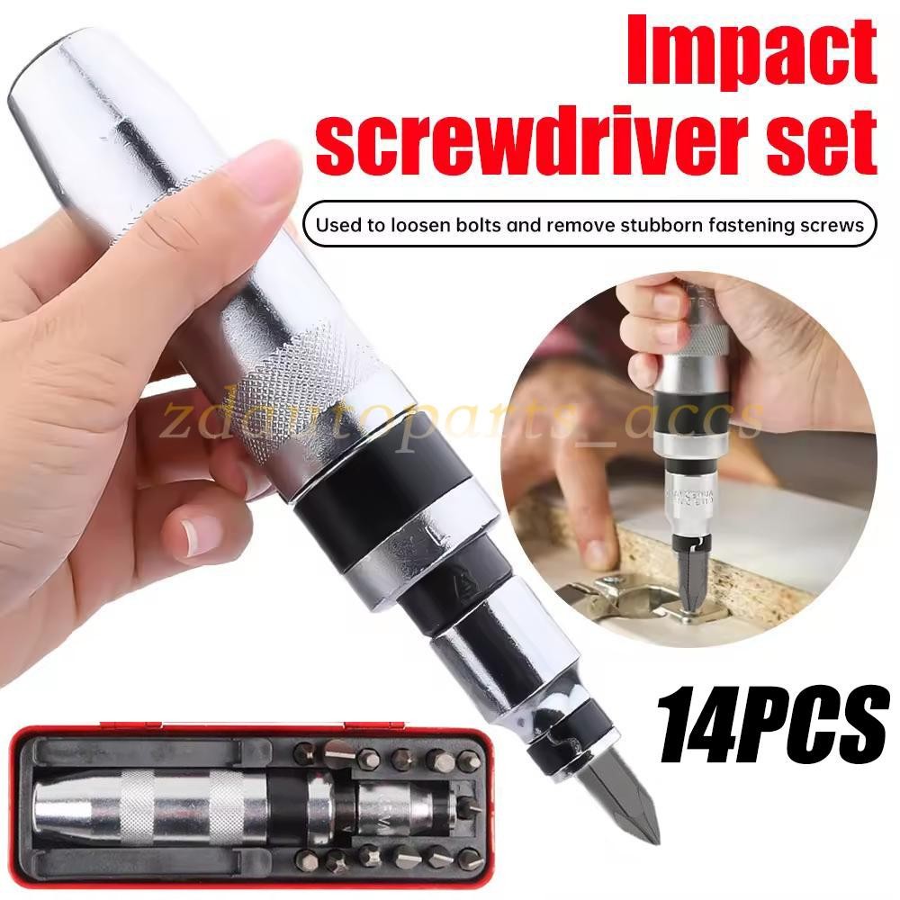 14PC 1/2″ Heavy Duty Impact Screwdriver Driver Set SAE Reversible w/ Metal Case