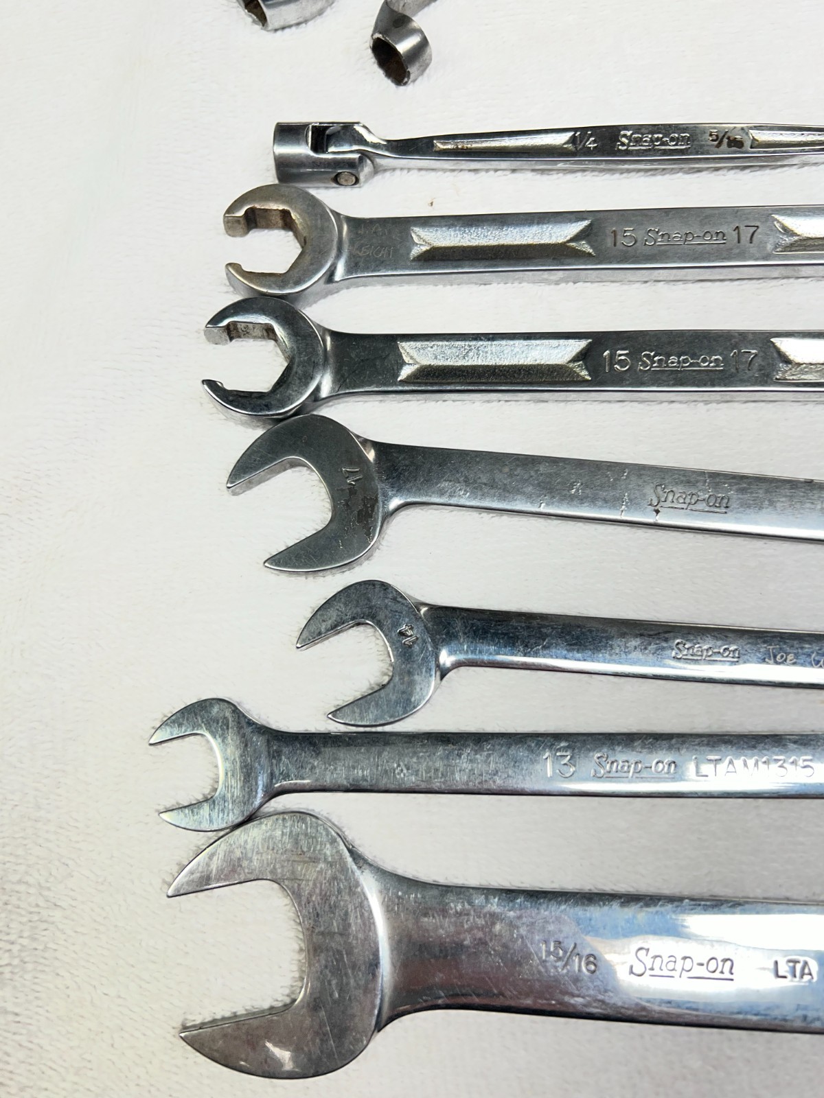 Snap On wrenches Open end/Flare/L shaped some are SAE some Metric Lot of 9