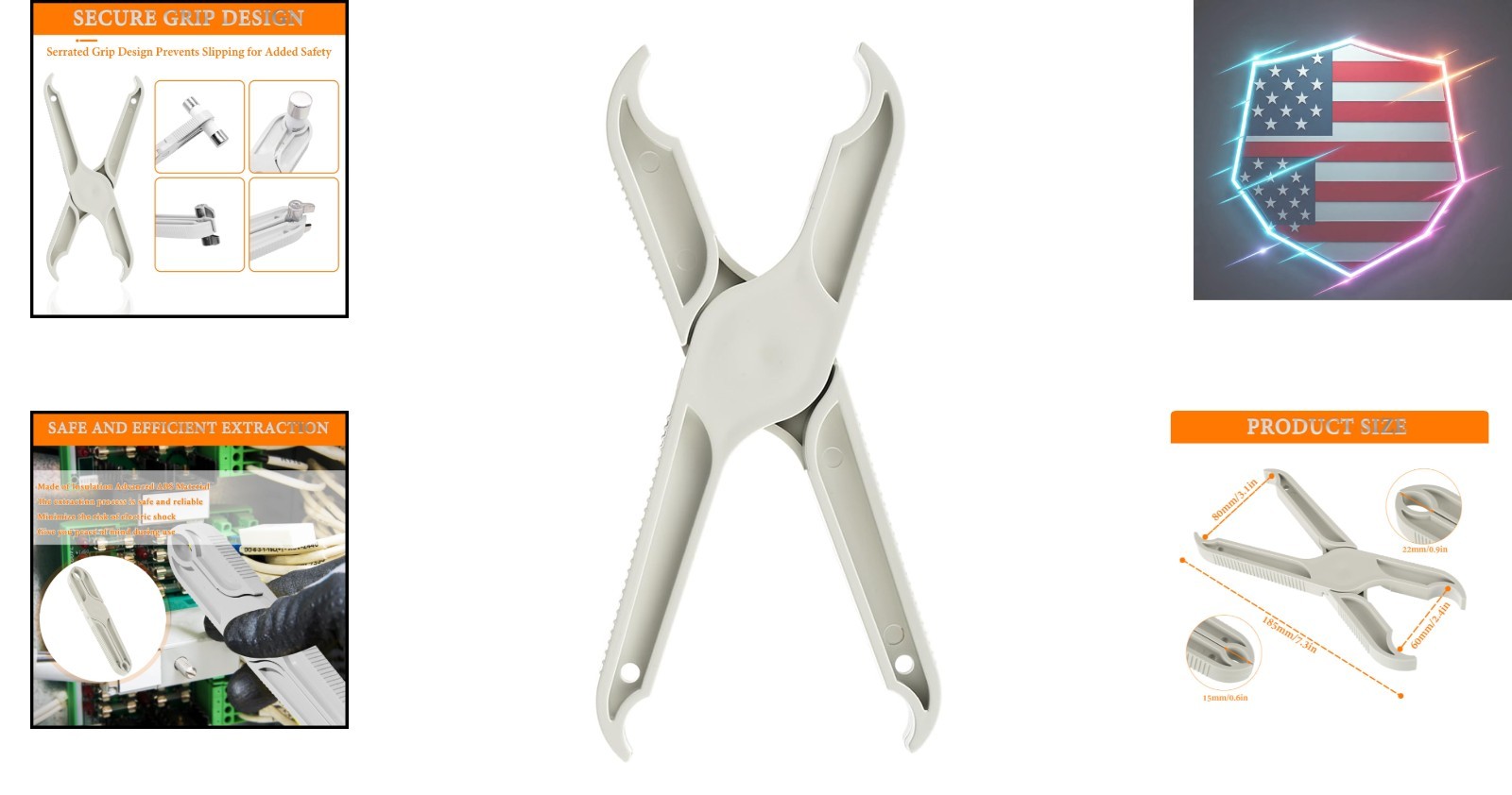 Fuse Puller Tool for Large and Medium Cylindrical Fuse and Bulb, 7.3 Inch Lon…
