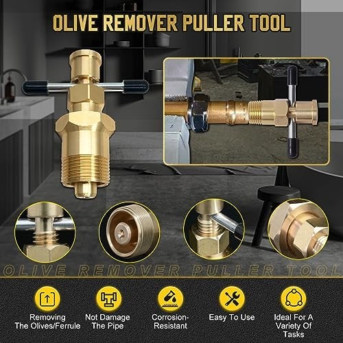 Corrosion-Resistant Olive Puller Tool for Brass Pipes NPT 1/2″ & 3/4″ – Easy Fer
