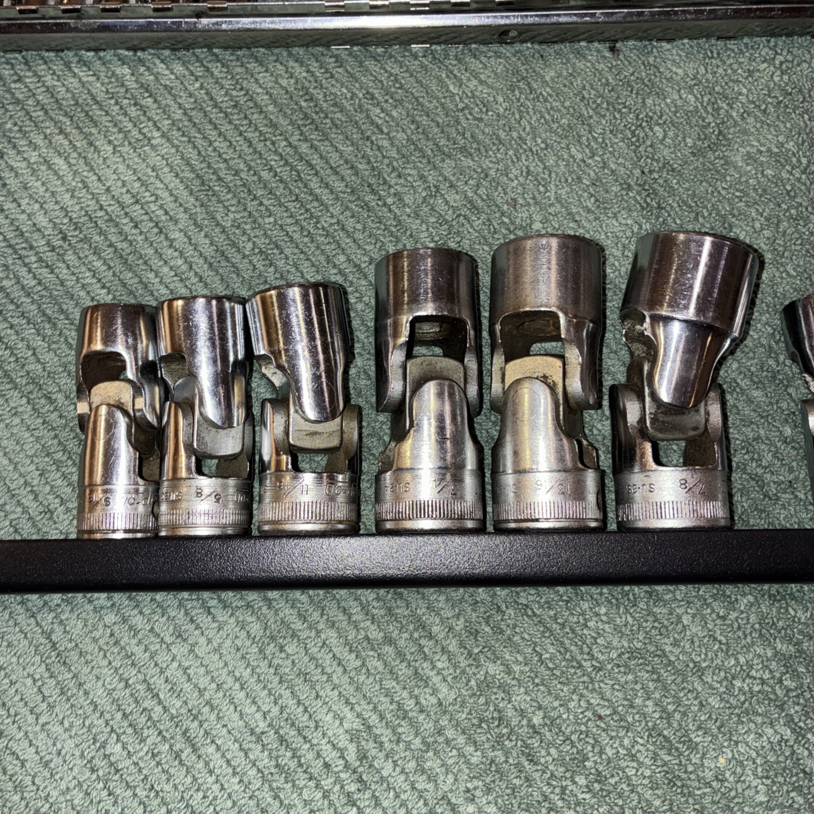 Snap-On 1/2″dr 6pc 6pt Swivel Sockets 9/16-7/8” SU-18, 20, 22, 24, 26, 28