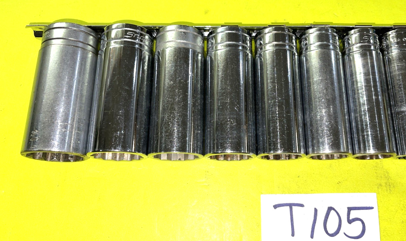 SNAP-ON TOOLS 13 PIECE 1/2 DR. SAE. DEEP CHROME SOCKET SET 12 POINT 3/8 TO 1-1/8