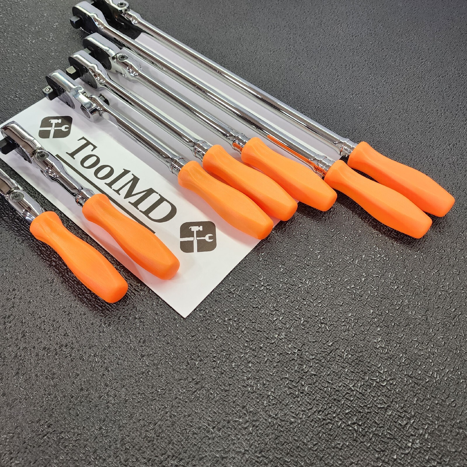 Snap-on Tools USA NEW 7pc ORANGE Hard Handle 3/8″ Drive Fixed Flex Ratchet Set