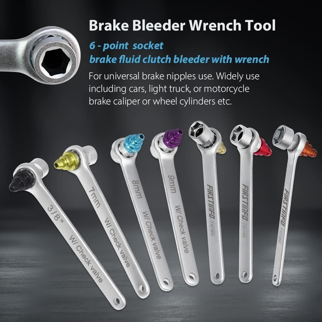 Brake Bleeder Wrench Set Alloy Steel 7-12mm & 3/8-Inch Socket Hydraulic