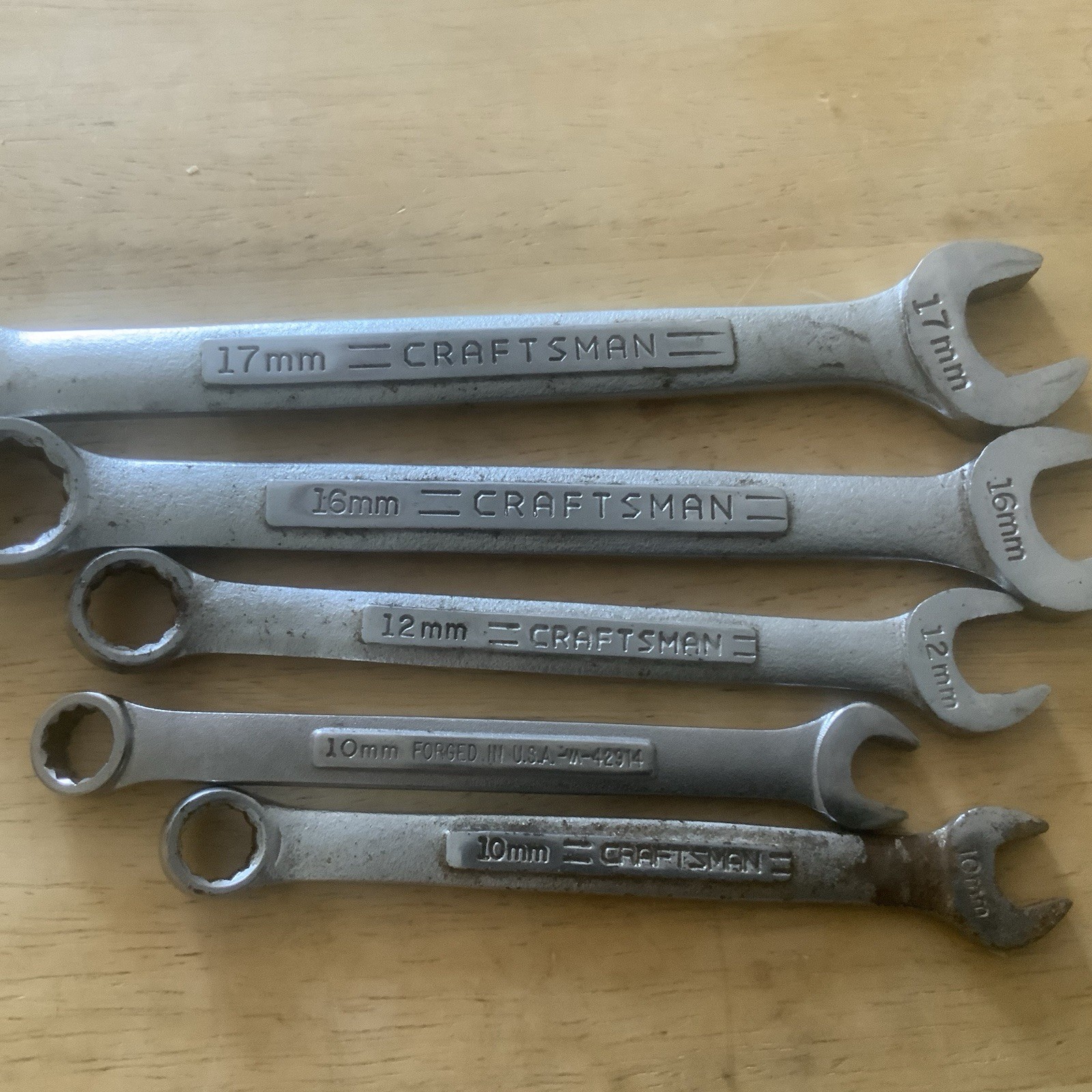 Craftsman 5pc Ratcheting Combination Wrench Lot 10mm 12mm 16mm 17mm Metric