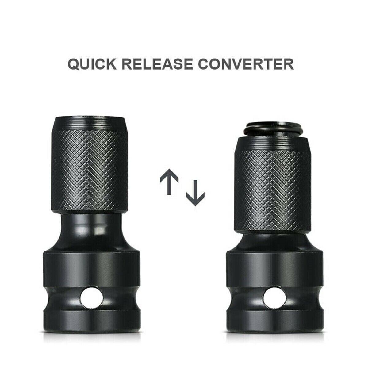 2Pcs 1/2″ Drive To 1/4″ Socket Adapter for IMPACT WRENCH Hex Drill Chuck Convert