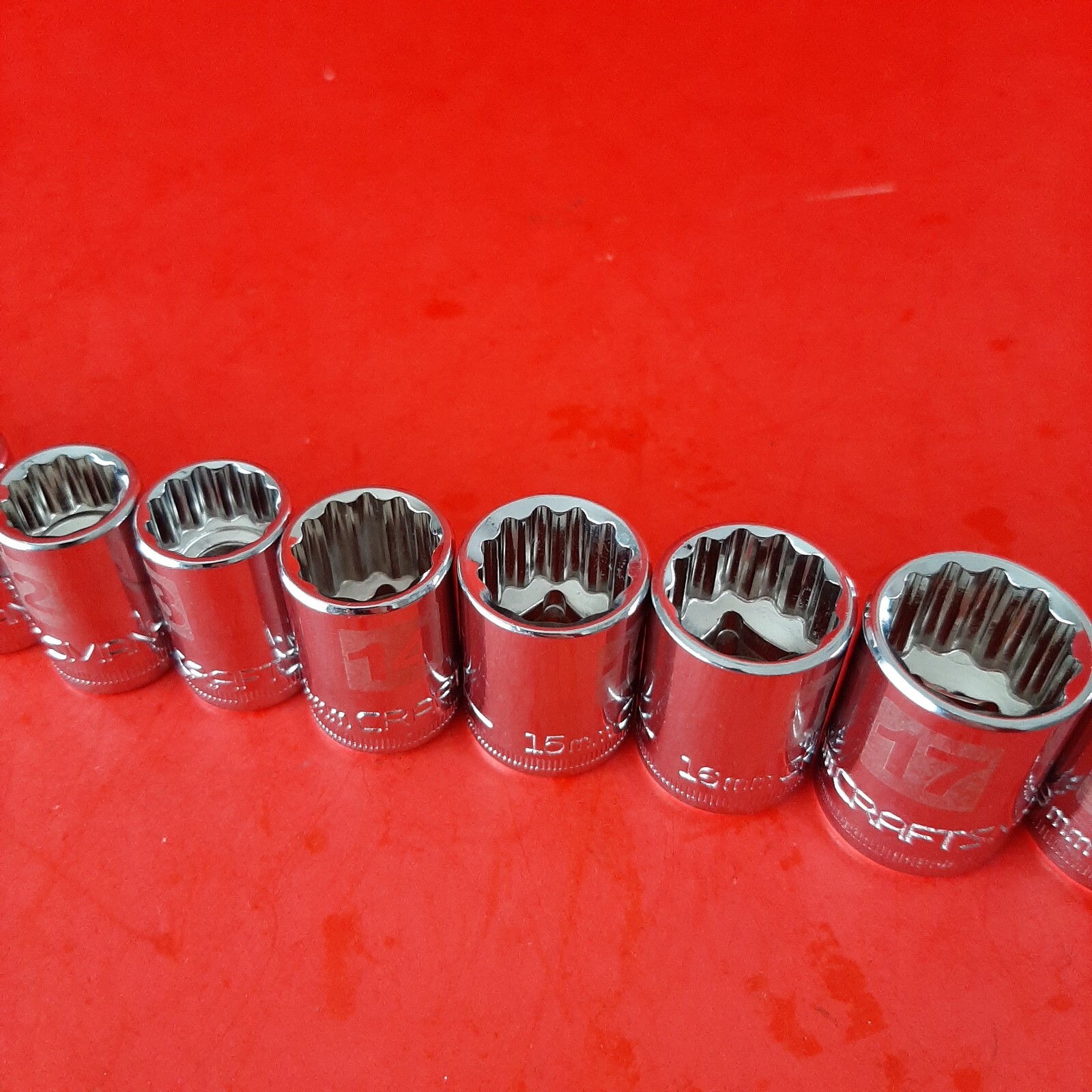 NEW 6-19 21mm Easy Read Craftsman 3/8″ Drive METRIC Shallow 12 Point Socket Set