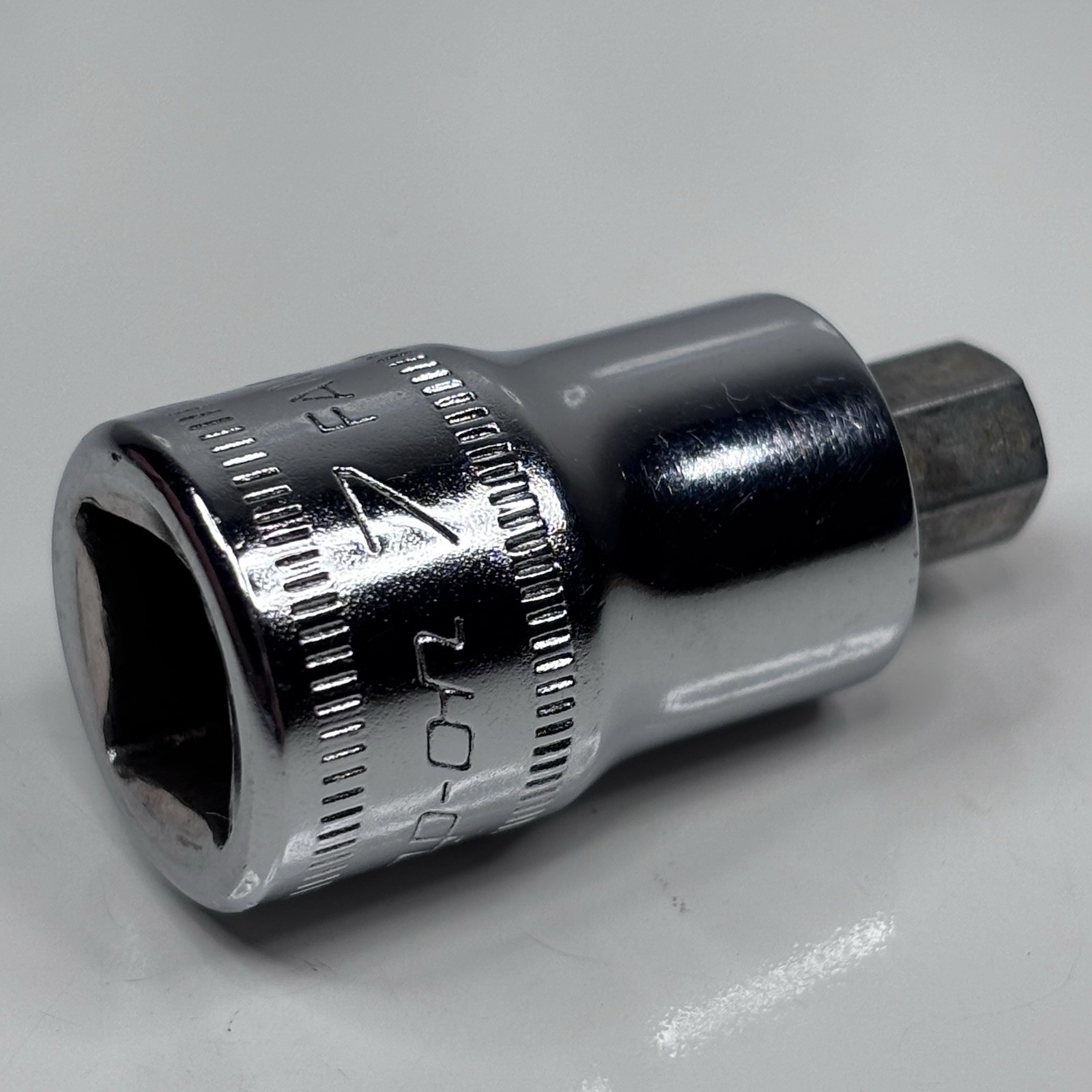 Snap On Tools FAMXS7E 3/8 Dr Metric 7mm Stubby Hex Socket Driver USA 2002 VGC