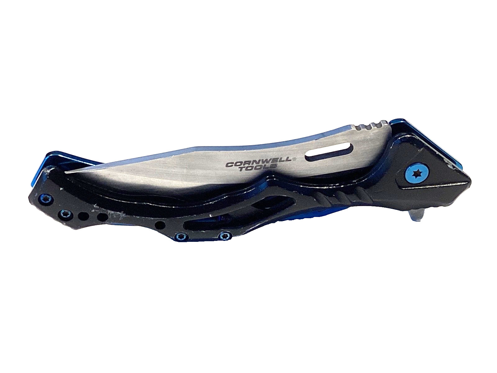 Cornwell Tools Blue Anodized Snap Lock Folding Pocket Knife 4-3/4” Closed NICE