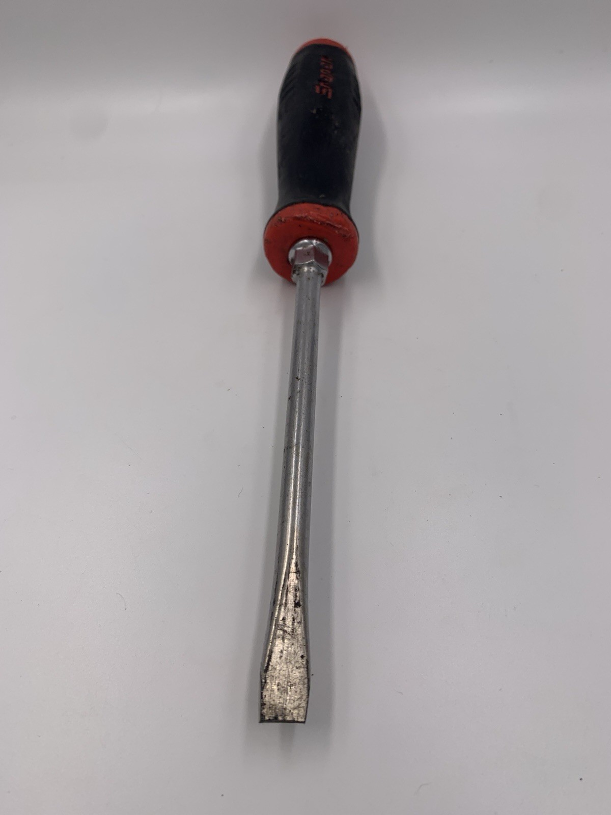 Snap On Tools HD Flat Tip Screwdriver 10-3/4″ Long RED Soft Grip Handle -READ-