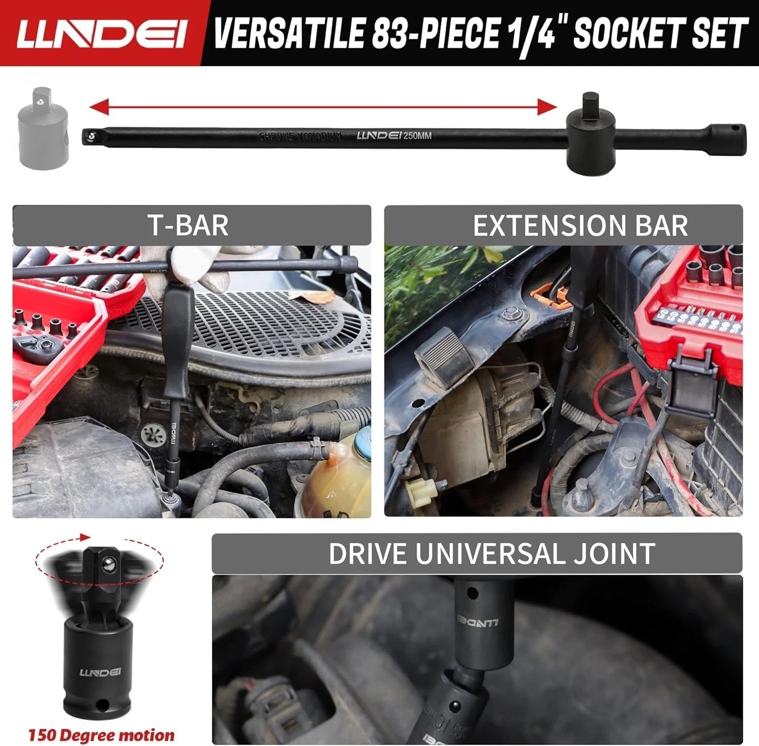 Comprehensive 83-Piece Socket Set with 72T Ratchet and High-Visibility Markings