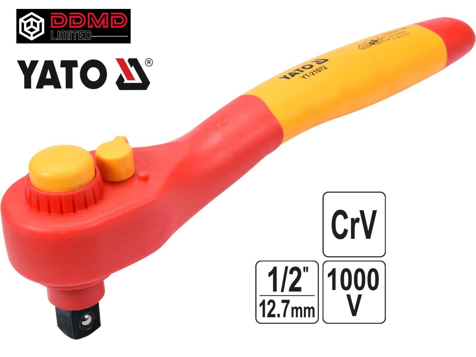 Insulated Reversible Ratchet Handle 1/2» Quick Release VDE 1000V Yato YT-21072