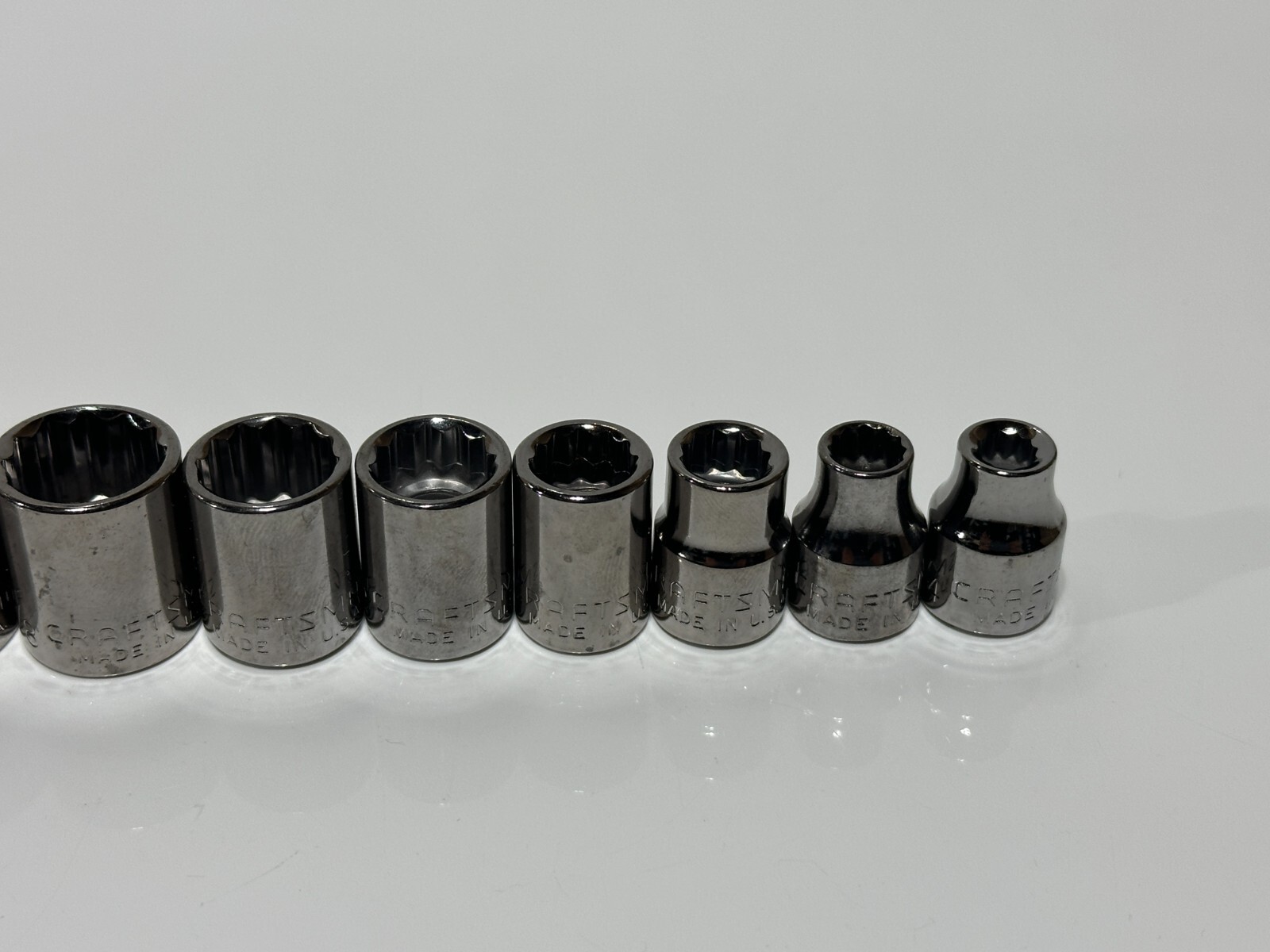 NOS Craftsman Tools USA G-Series 11pc SAE Shallow Socket Set 12 Point 3/8” Drive