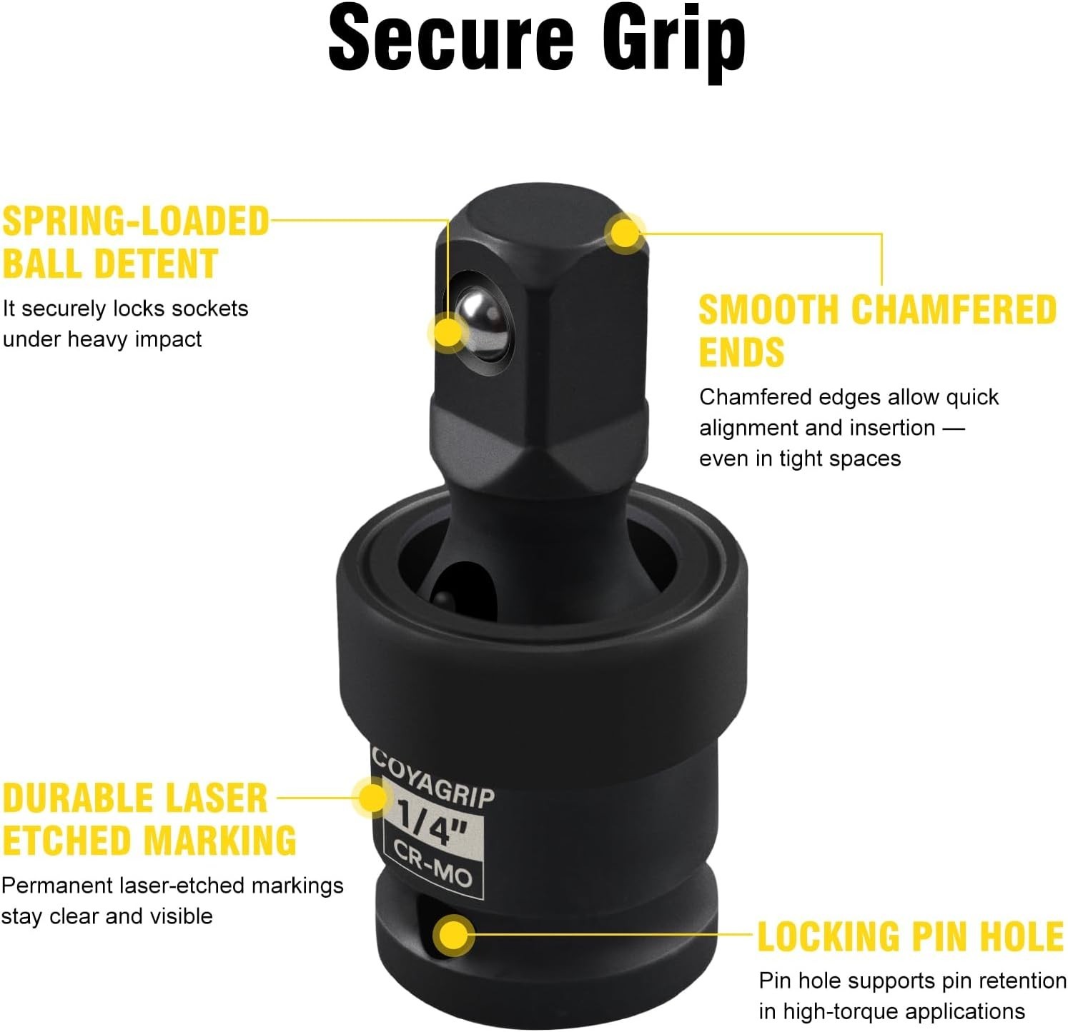 360° Rotation 1/4″ Swivel Socket – Chrome Molybdenum Steel for Precision Work