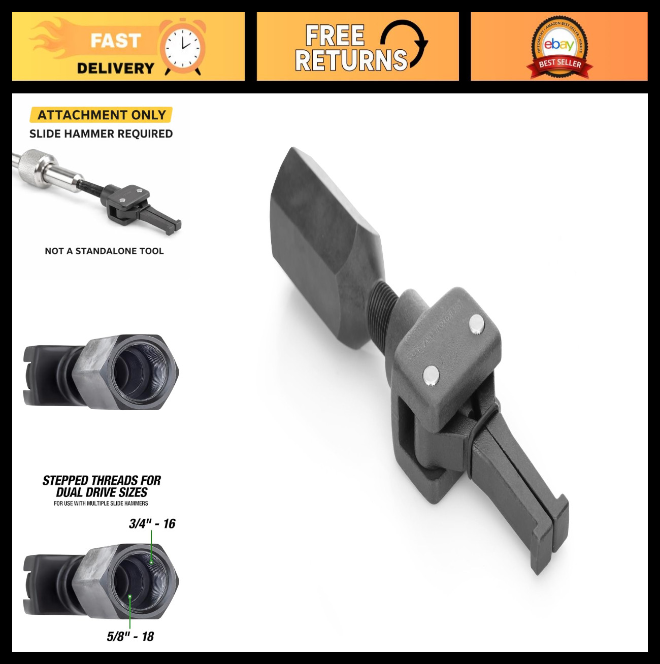 Pilot Bearing Puller Attachment for Slide Hammer – 2-Jaw Removal Tool, Fits 5/8″