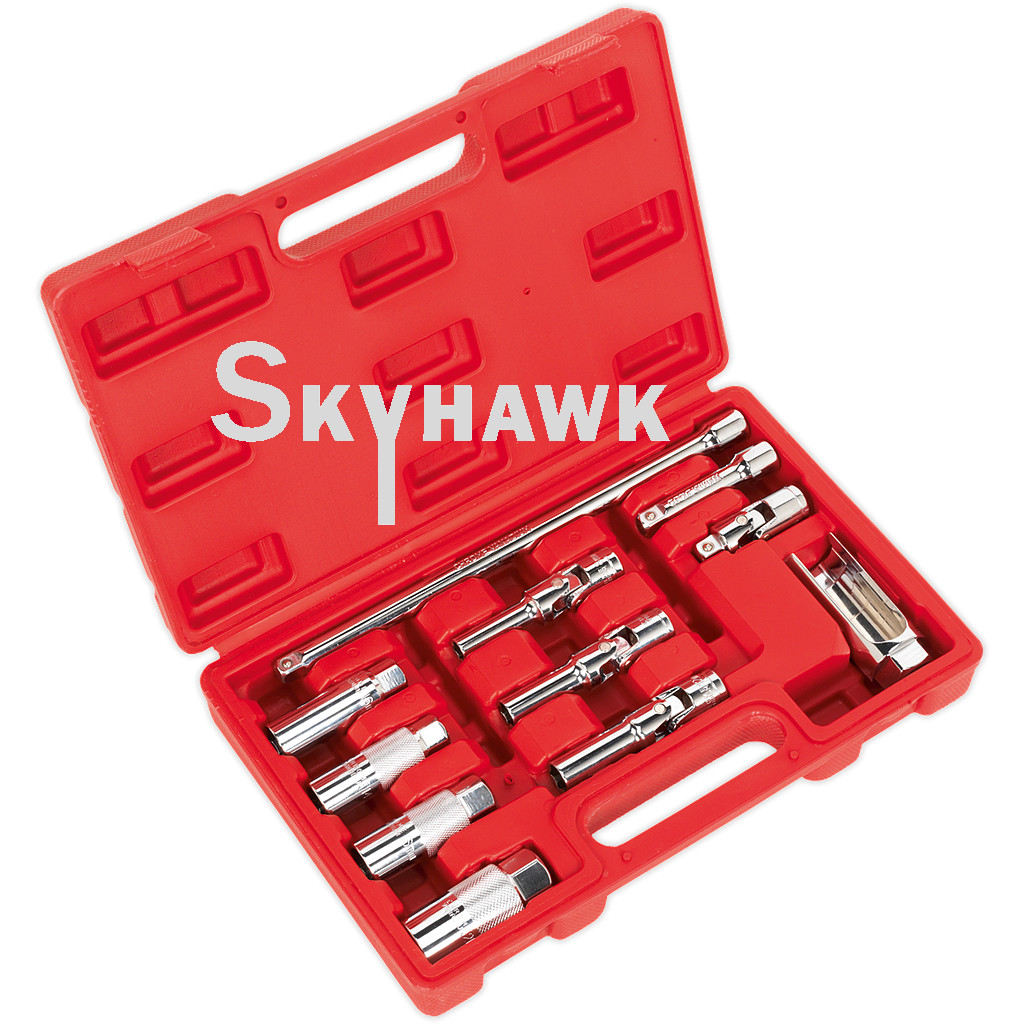 11pc Master Auto Service Tool Set Sockets 4 Spark Plug & Glow Plug Oxygen Sensor