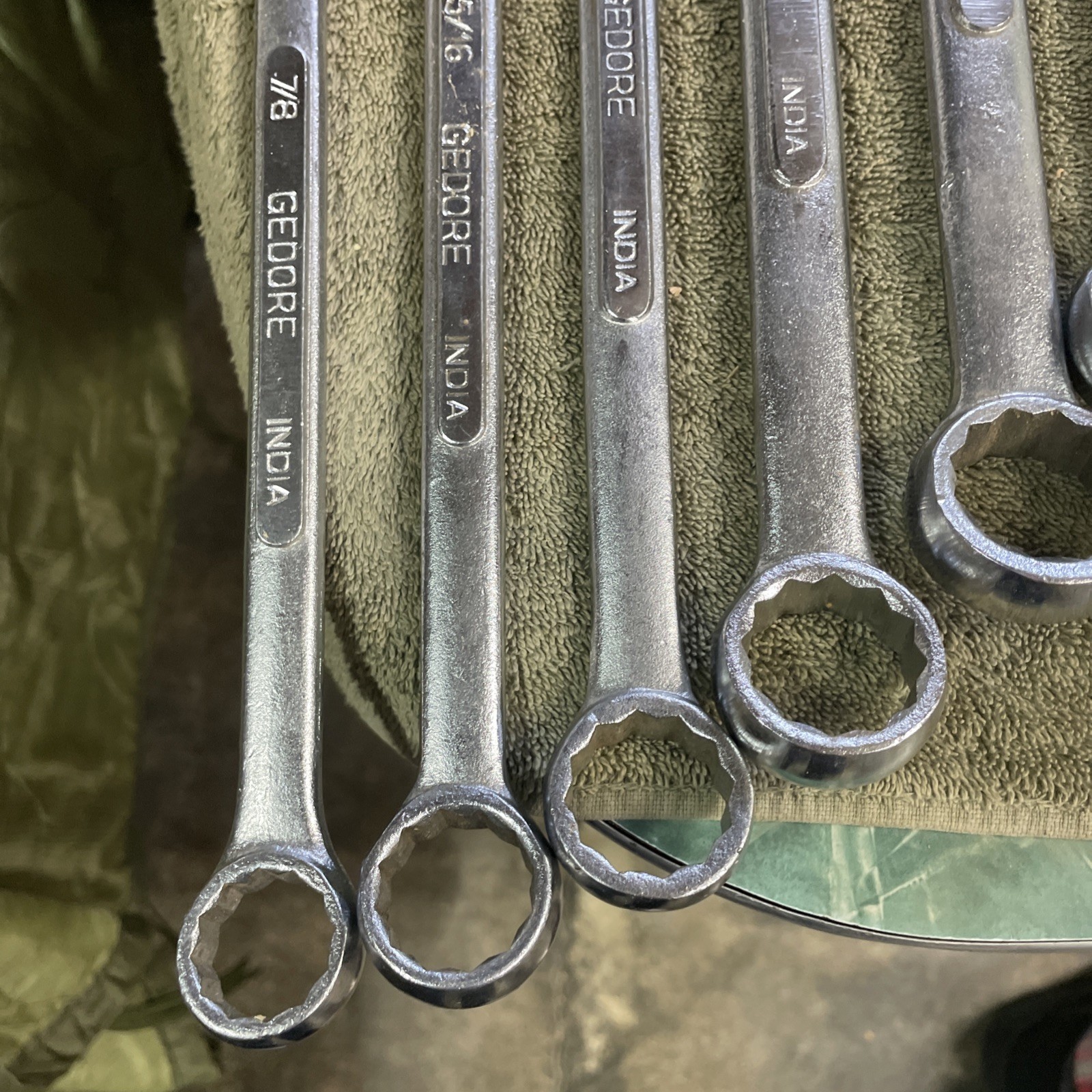 GEDORE Large Combination Wrench Lot. 1 1/14, 1 1/8, 1 1/16, 1, 15/16, And 7/8