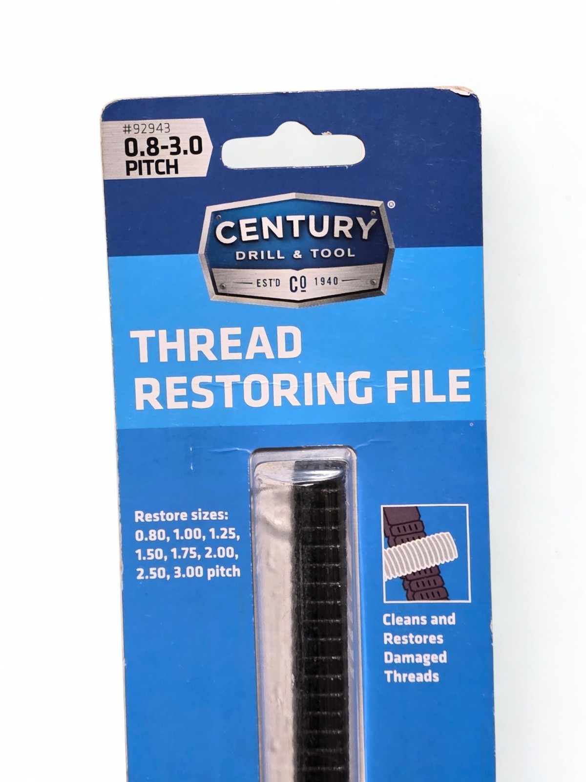 Thread Restoring File Metric 0.8–3.0 Pitch Bolt Repair Tool Century #92943 NEW