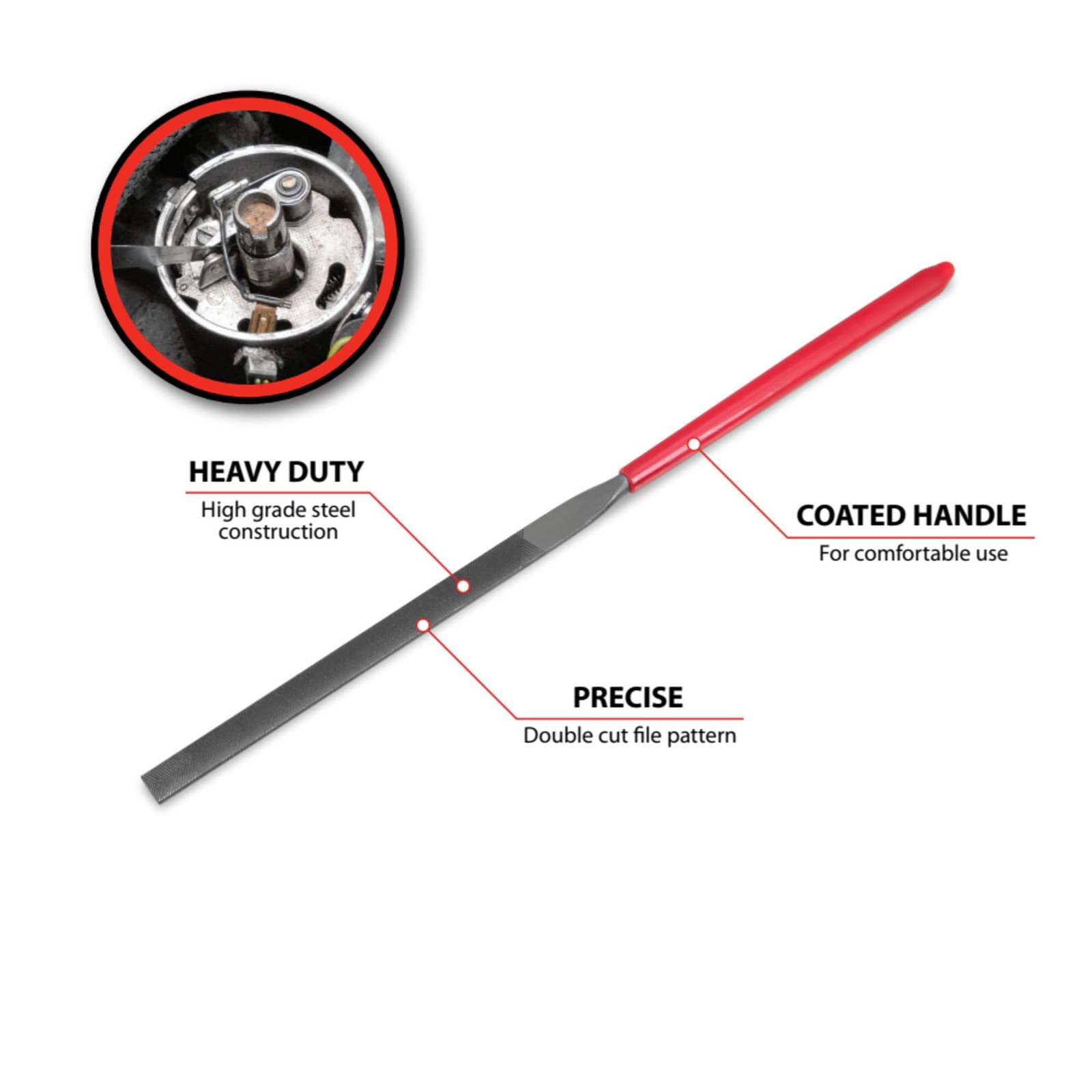 Performance Tool W123C High Grade Steel Double Cut Ignition File for Efficient C