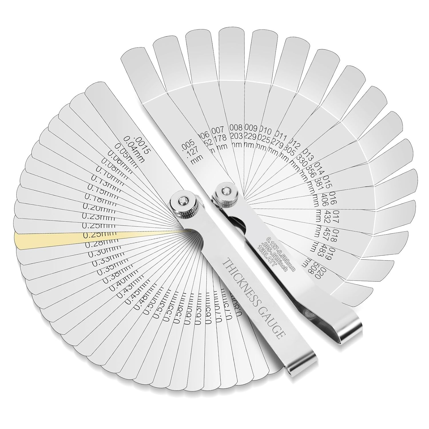2Pcs Stainless Steel Feeler Gauge Set 32 Straight & 16 Angled Blades Measure Gap
