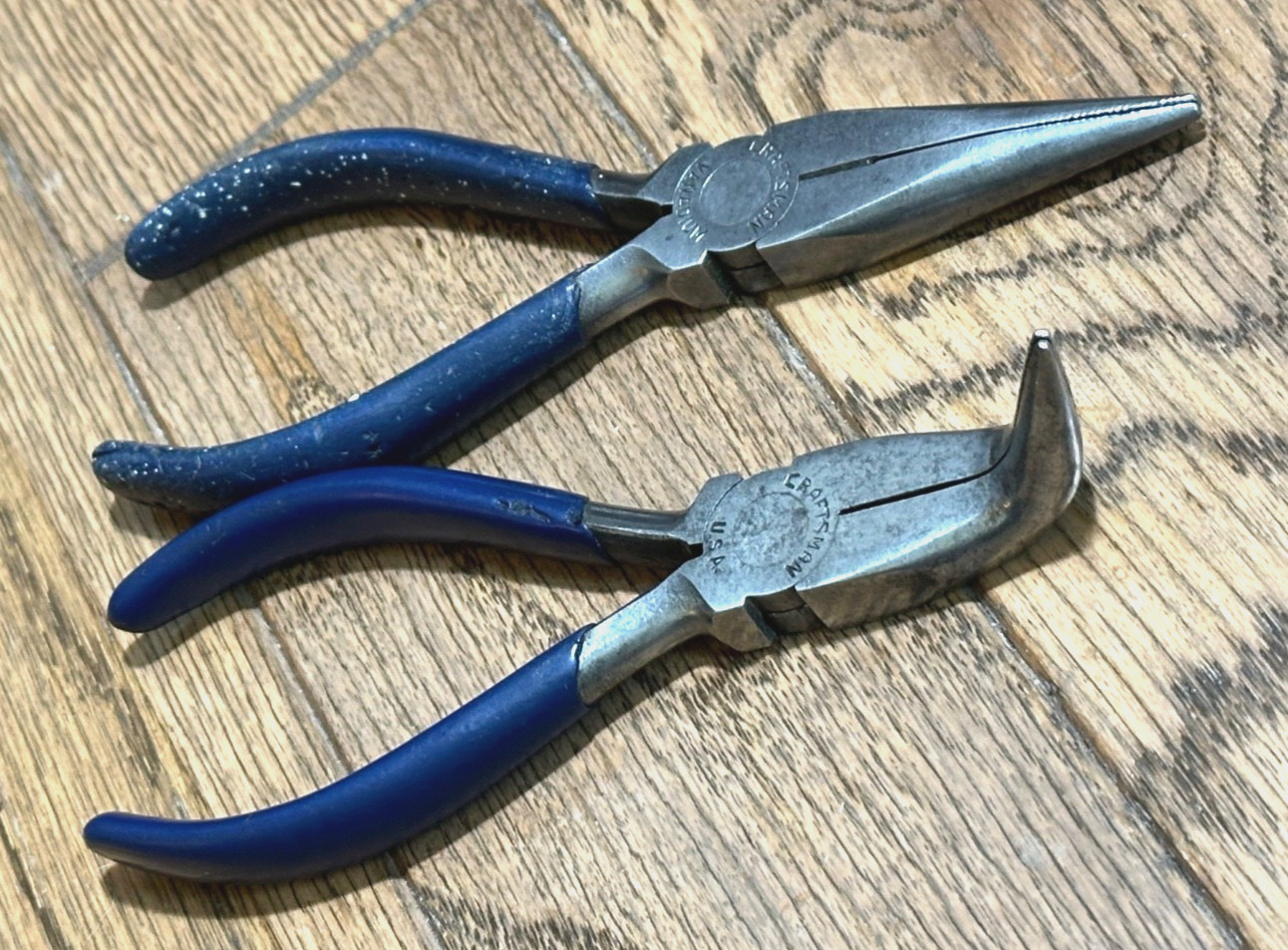 Craftsman Tools BLUE Pliers Bent Curved Needle Nose Side Wire Cutter Set Lot
