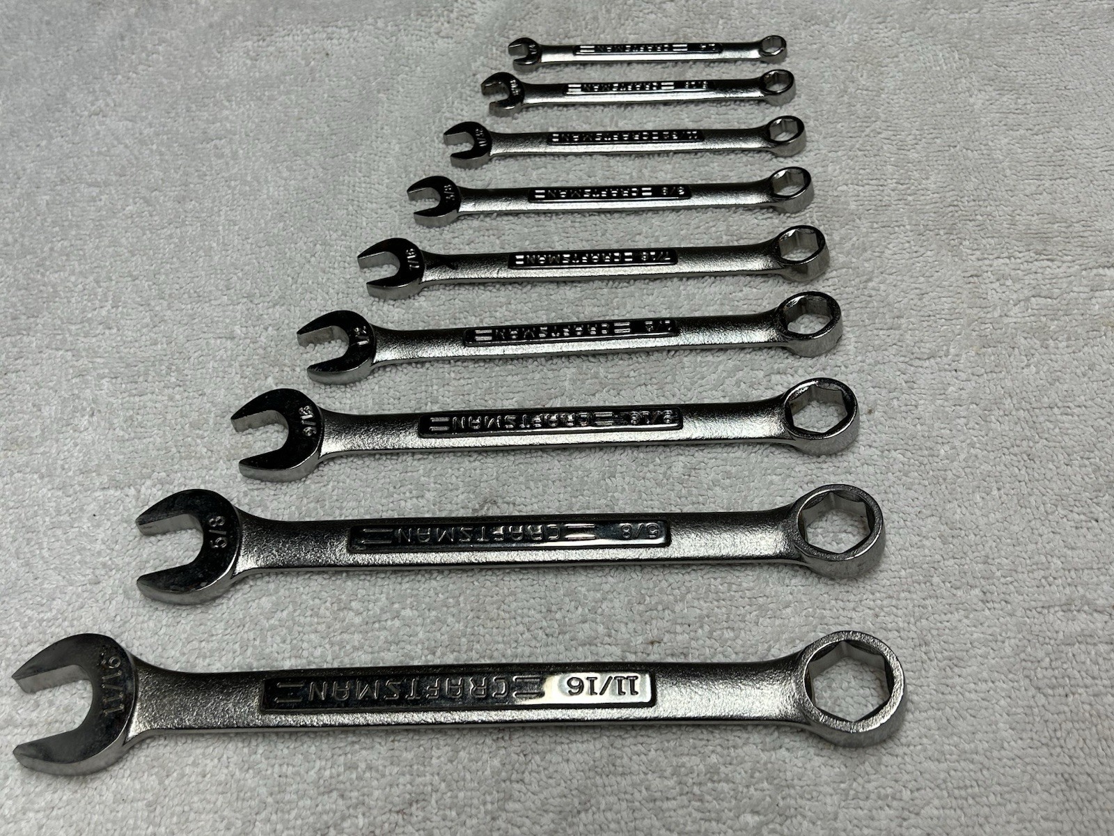 9 pc Craftsman Combination Wrench Set 1/4 5/16 11/32 3/8 7/16 1/2 9/16 5/8 11/16