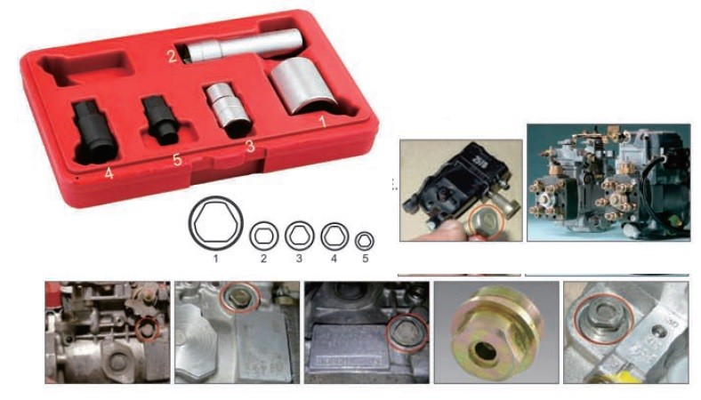 JTC 5PCS 1/2″ DIESEL INJECTION PUMP SPECIAL SOCKET SET, JTC TOOLS # 4493