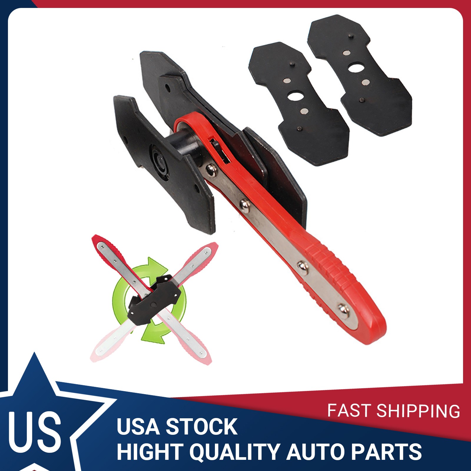 Car Ratchet Brake Piston Wrench Spreader Caliper Red Pad Install Press Portable