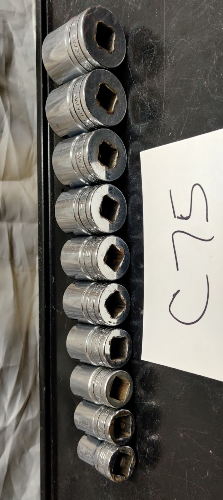 Snap-On Tools 10pc 1/2″Drive 12point SAE 9/16″ to 1-1/8″ Chrome Shallow Sockets
