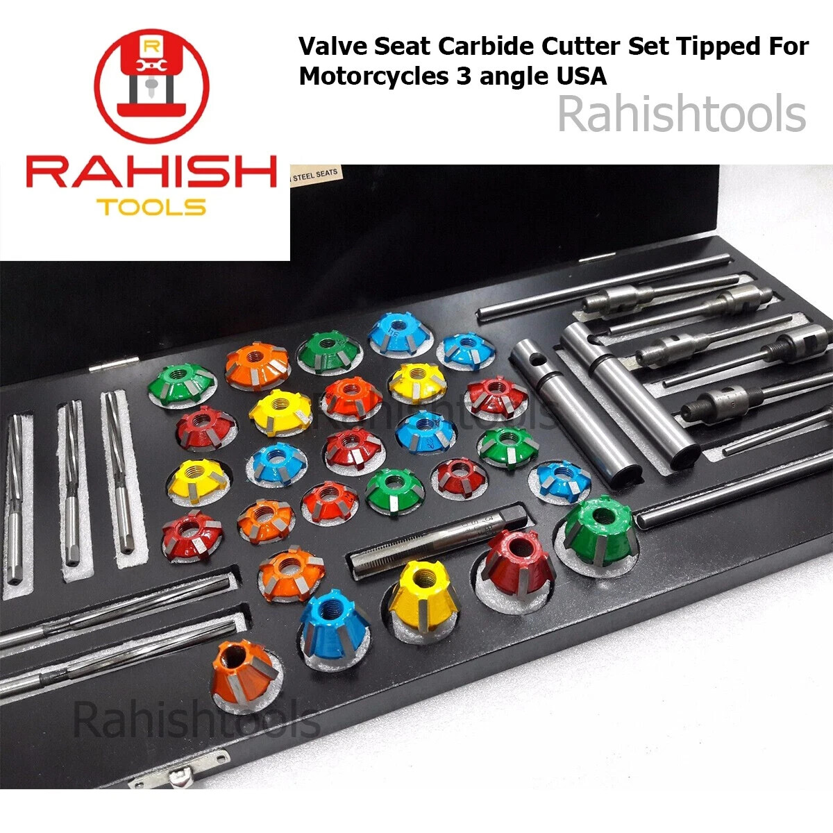 Valve Job Seat Cutter Set Carbide Tipped For Motorcycles 3 Angle RAHISHTOOLS
