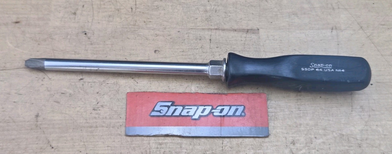 Vintage Snap On SSDP64-#4 Phillips Tip X 6″ Long Blade Black Handle Screwdriver