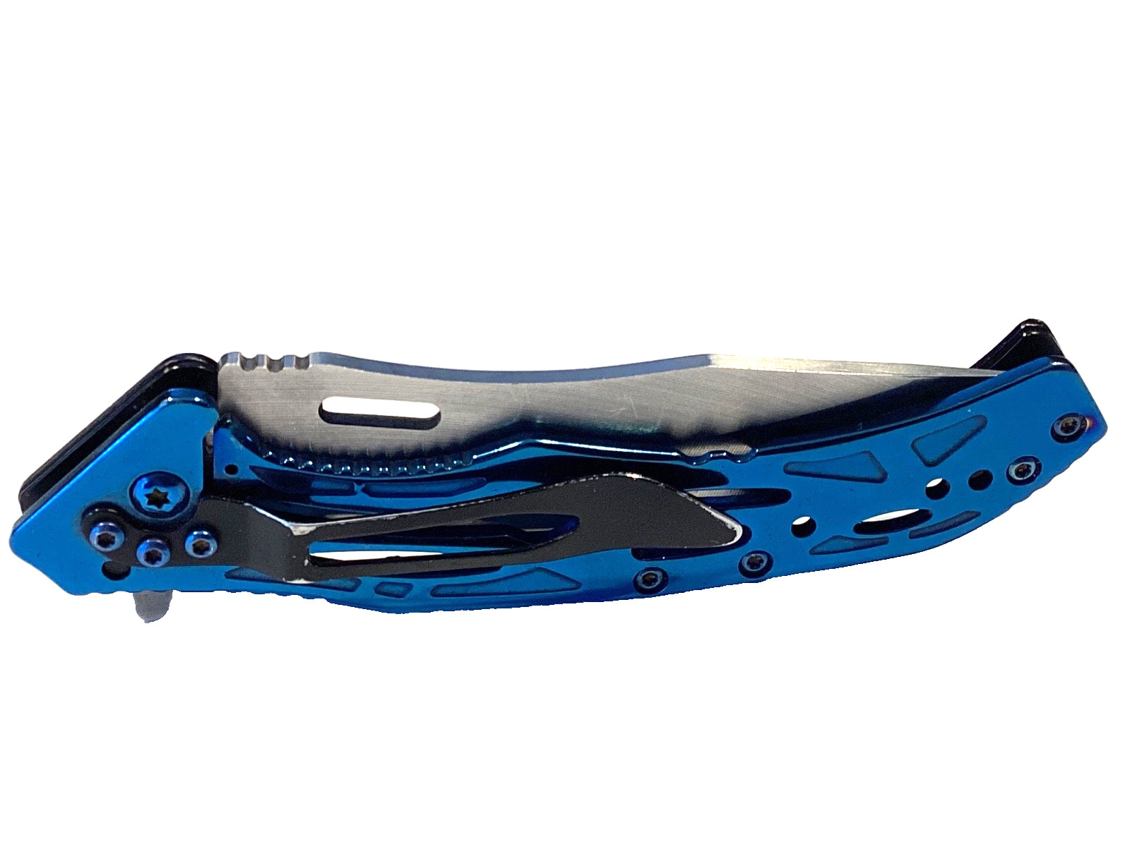 Cornwell Tools Blue Anodized Snap Lock Folding Pocket Knife 4-3/4” Closed NICE
