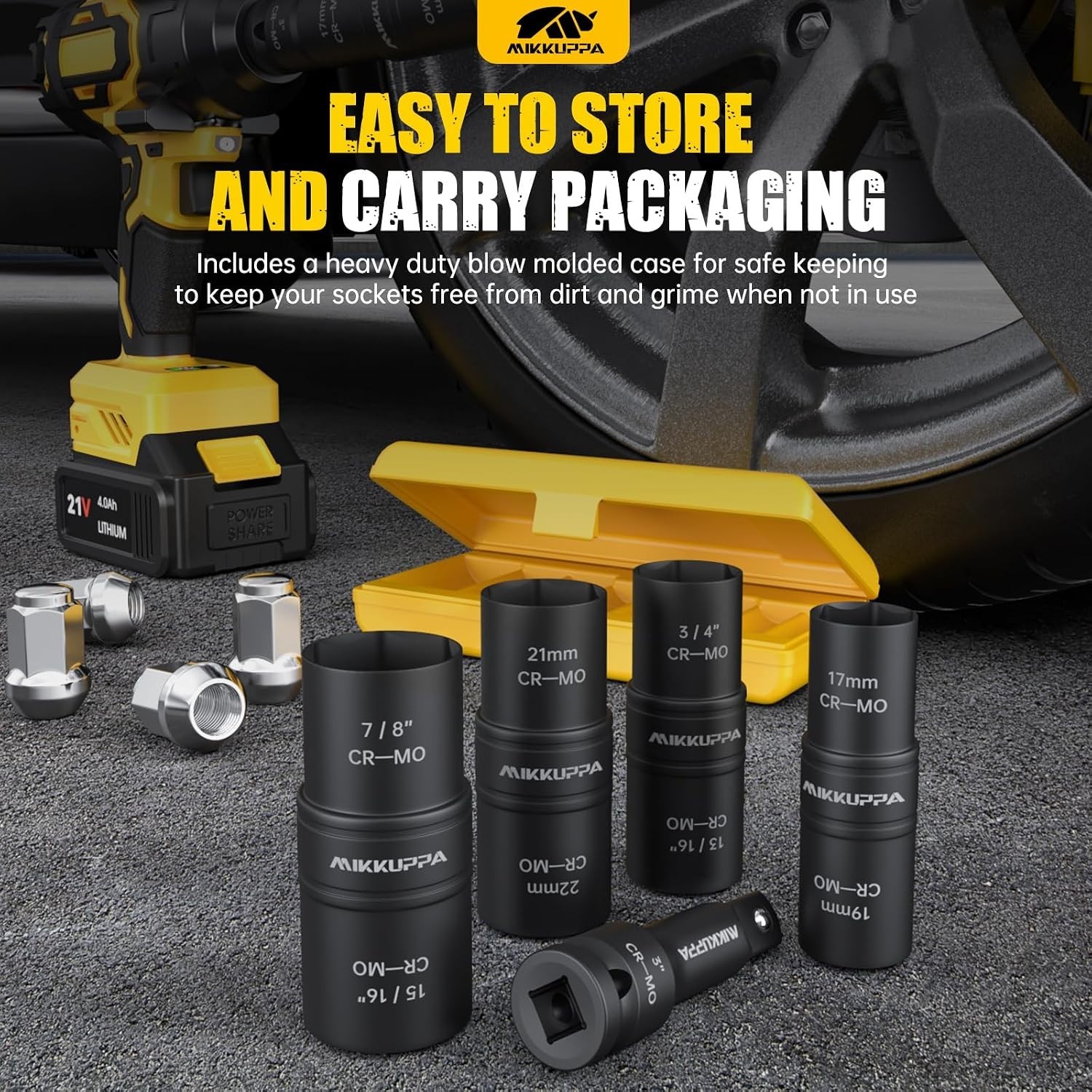 5PCS 1/2″ Drive Impact Socket Set Flip Lug Nut Extractor Double Side W Extension